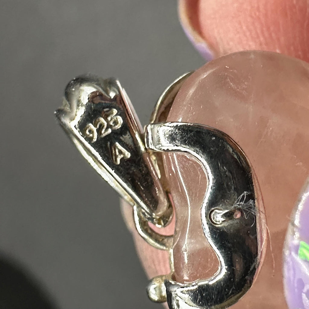 Sterling Silver and Rose Quartz Heart Pendant for Necklace