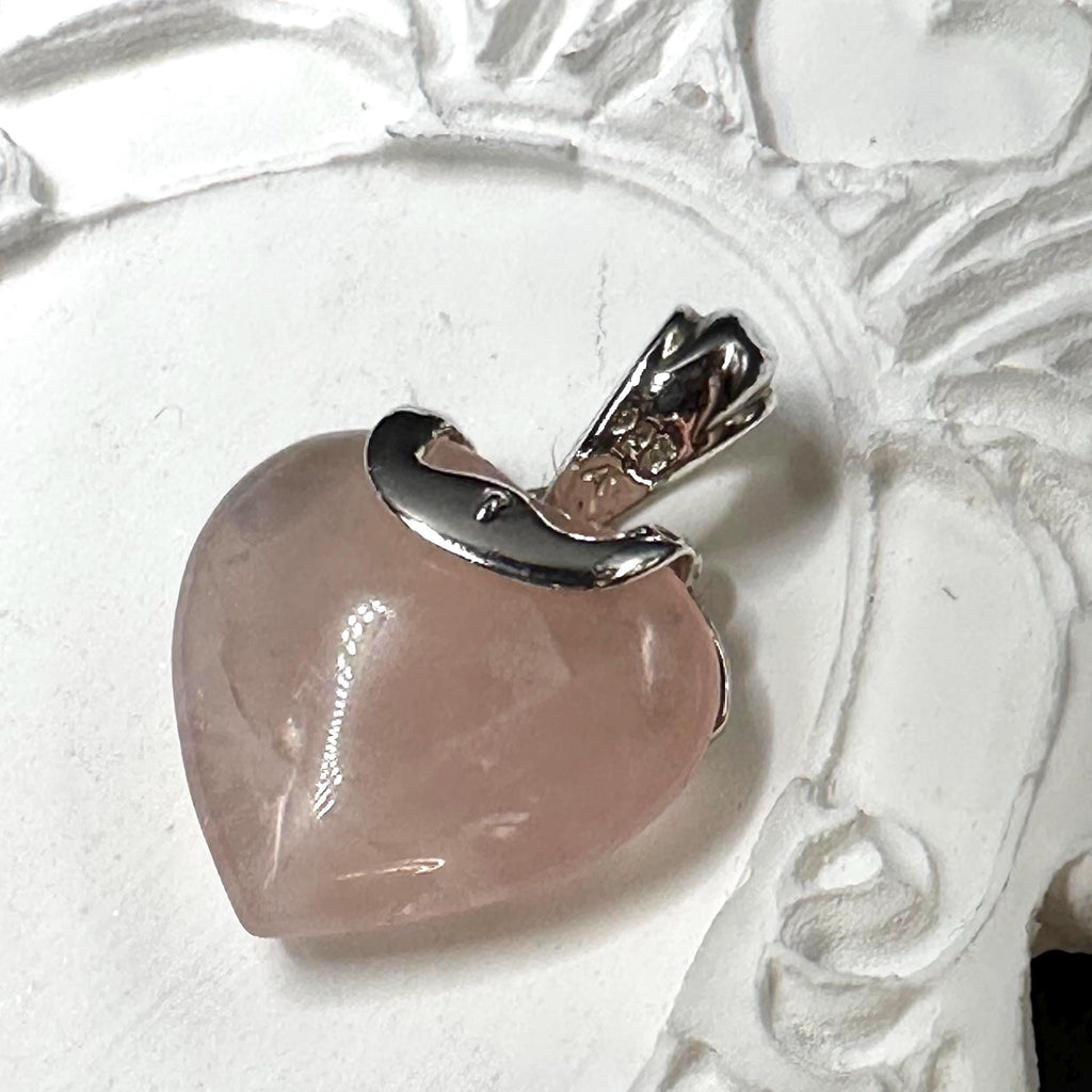 Sterling Silver and Rose Quartz Heart Pendant for Necklace
