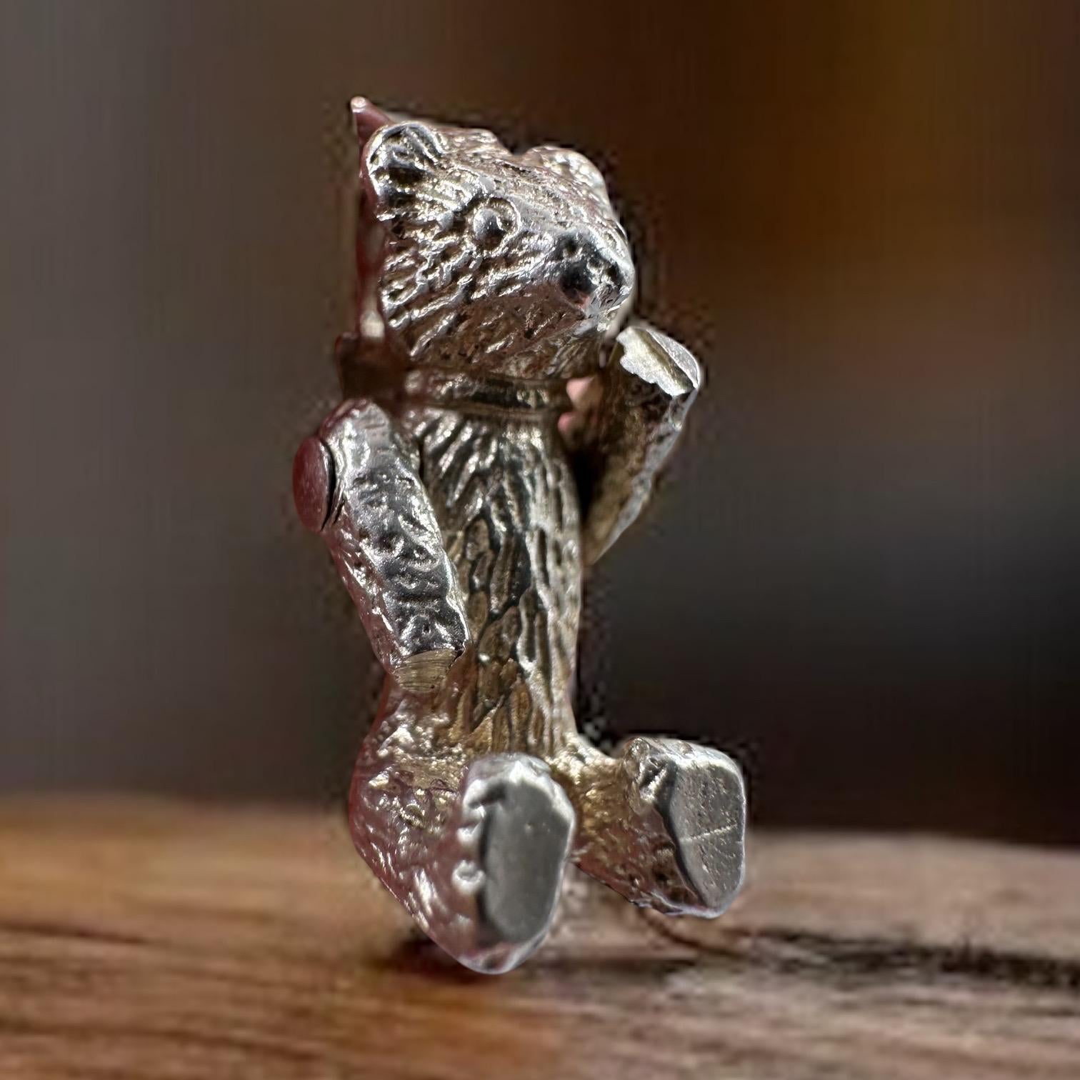 Tiffany & Co. Articulating Bear Pendant Necklace, Sterling Silver, 18 Inch Chain, Rare Collectible