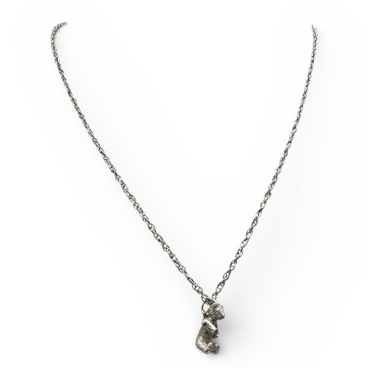 Tiffany & Co. Articulating Bear Pendant Necklace, Sterling Silver, 18 Inch Chain, Rare Collectible