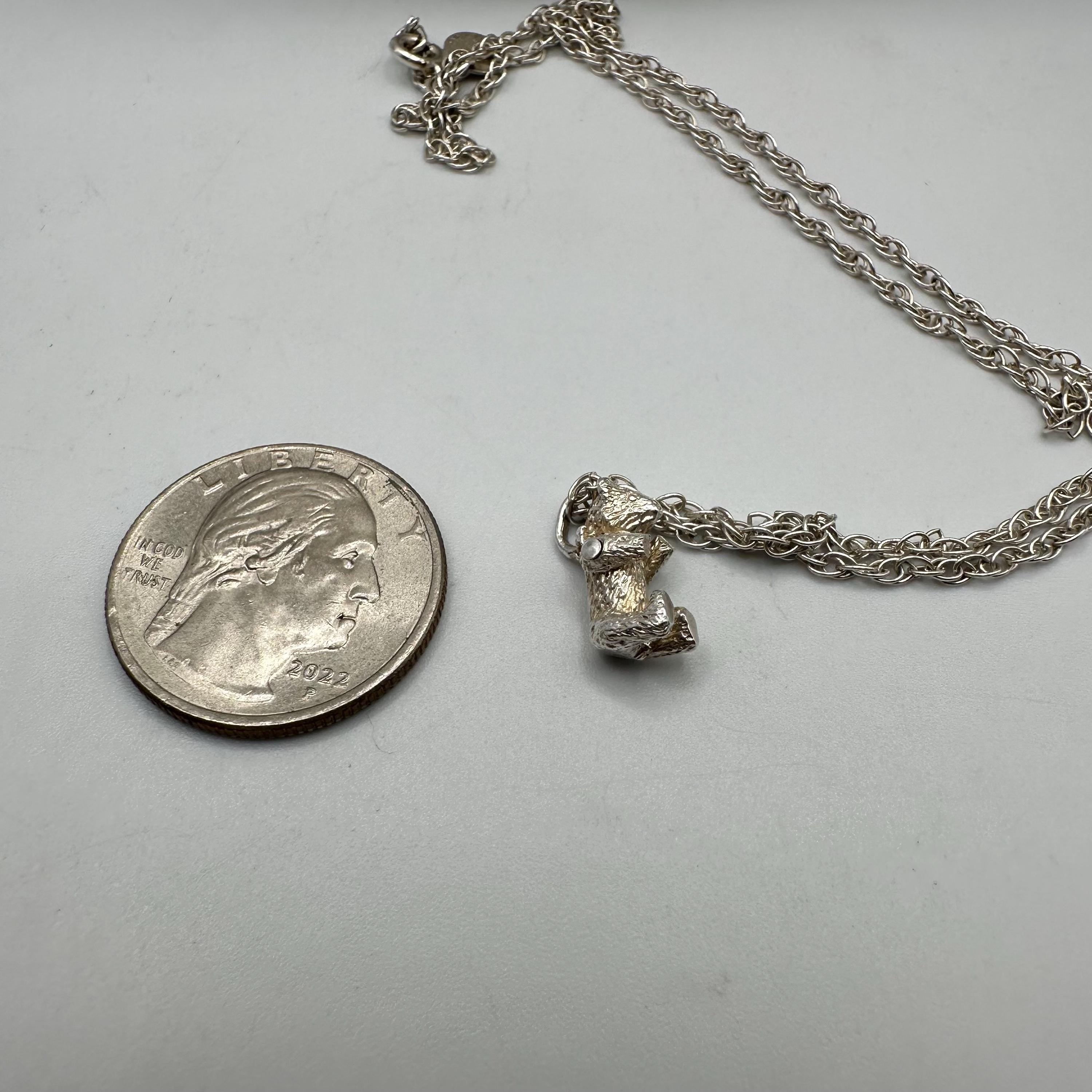 Tiffany & Co. Articulating Bear Pendant Necklace, Sterling Silver, 18 Inch Chain, Rare Collectible