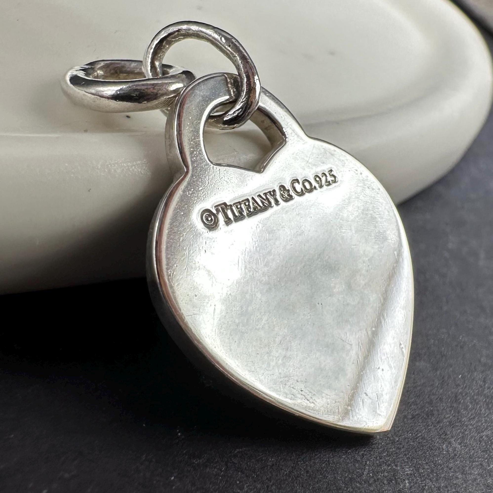 Tiffany and Co Sterling Silver I Love You Script Heart 925 Silver Pendant or Charm