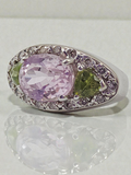 Valitutti Solid 14K White Gold Ring with Kunzite, Peridot, and Diamonds - Sz 5