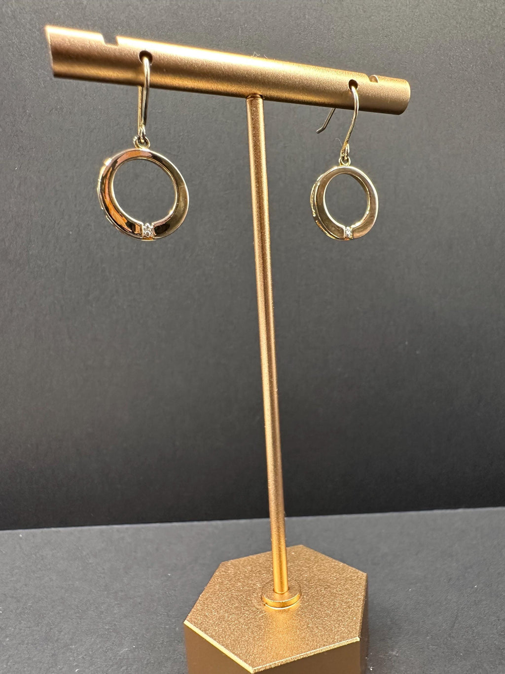 Vermeil Gold and Sterling Silver 925 with Diamond Accent Dangle Drop Circle Earrings