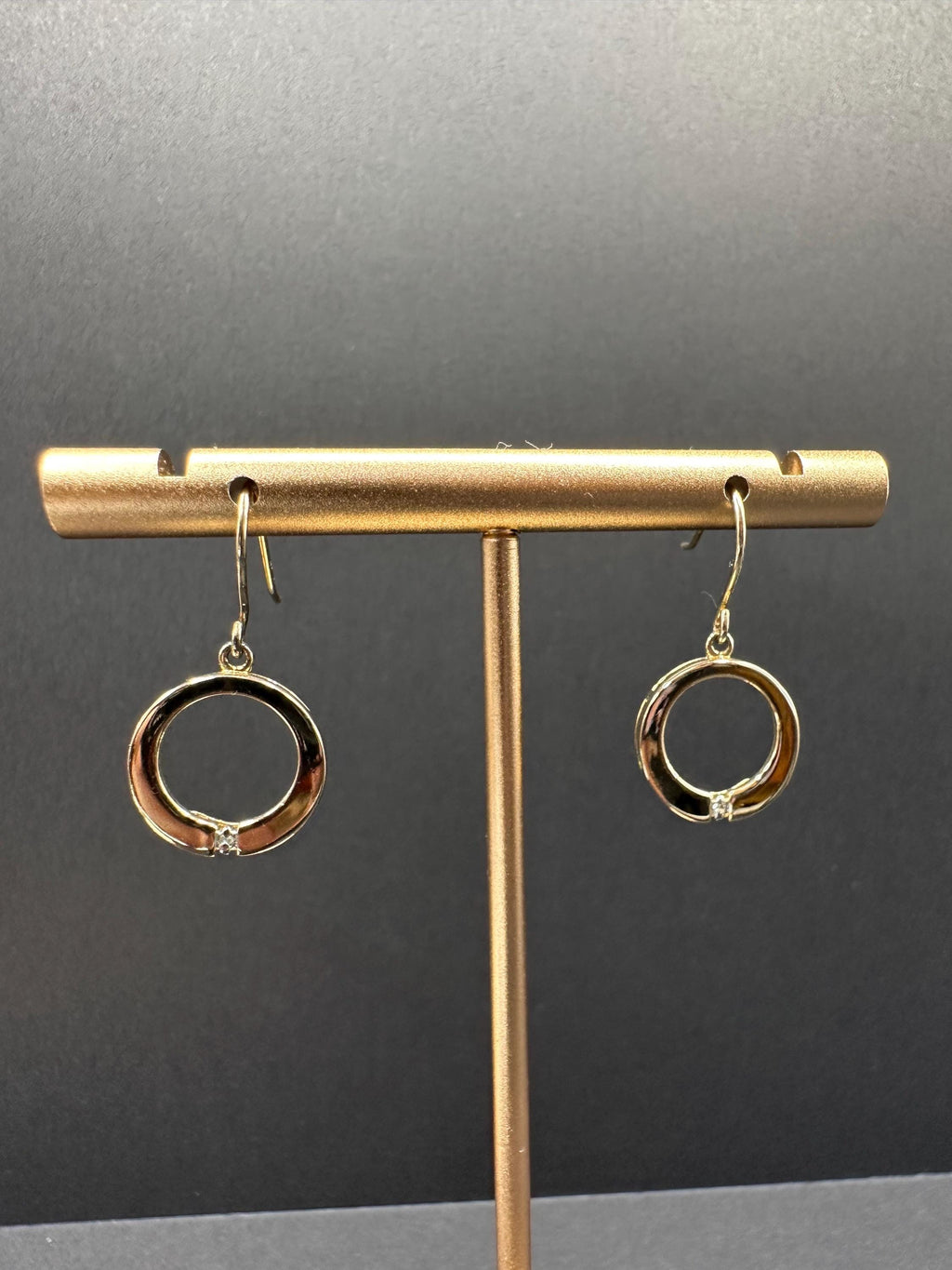Vermeil Gold and Sterling Silver 925 with Diamond Accent Dangle Drop Circle Earrings