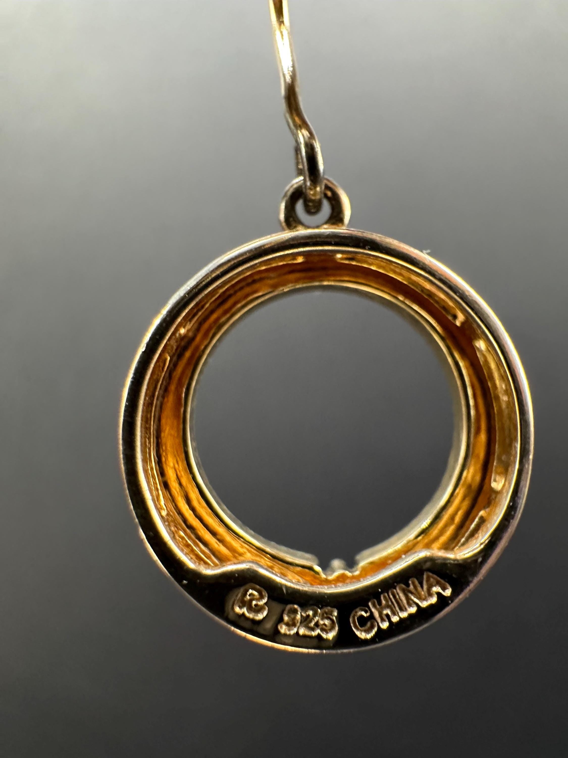 Vermeil Gold and Sterling Silver 925 with Diamond Accent Dangle Drop Circle Earrings