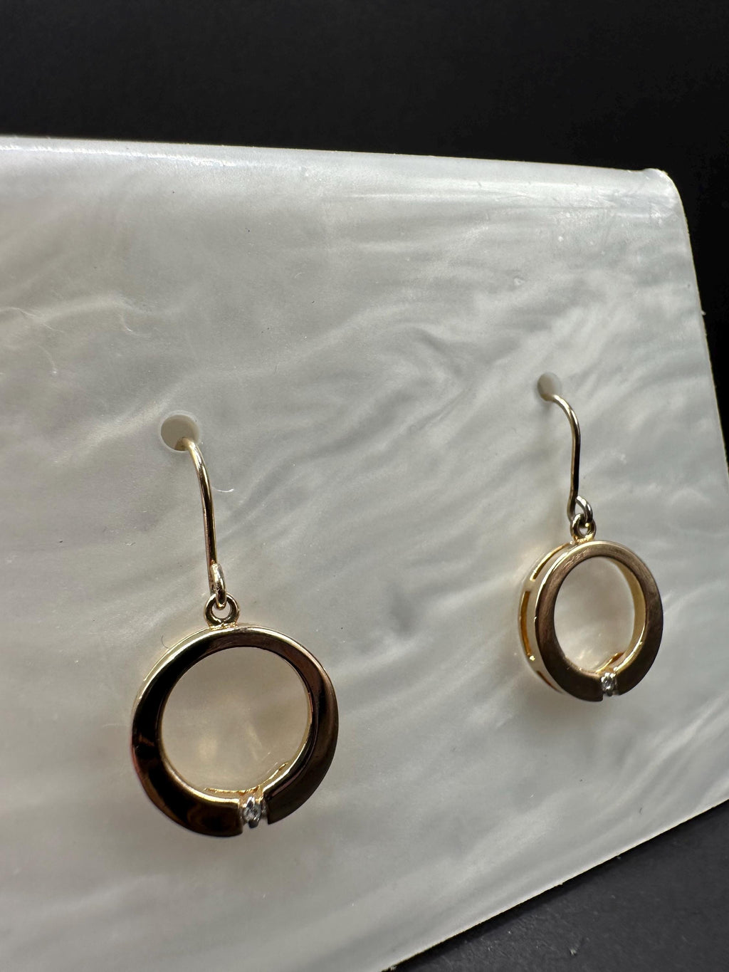 Vermeil Gold and Sterling Silver 925 with Diamond Accent Dangle Drop Circle Earrings