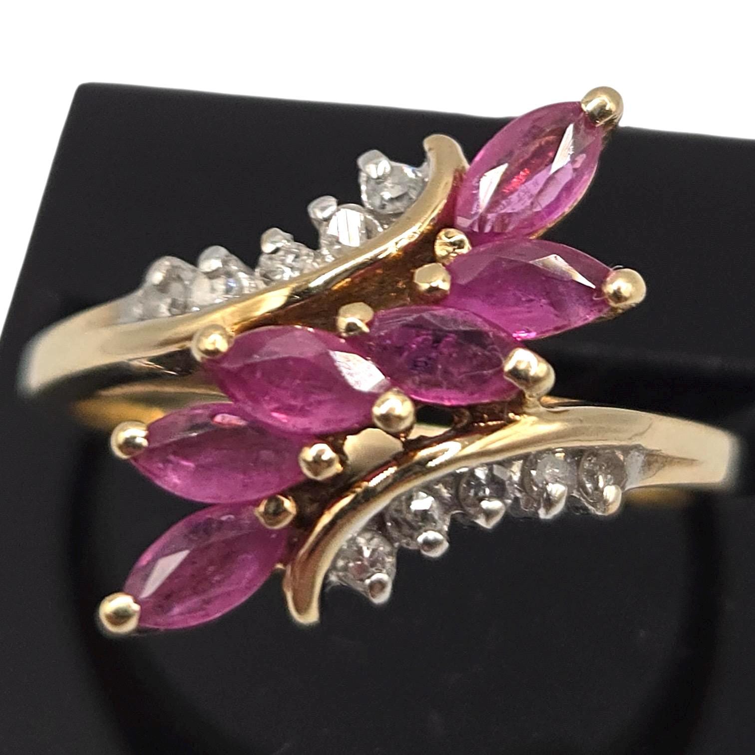 Vintage 10KP Gold Ruby and Diamond Ring Size 6.5