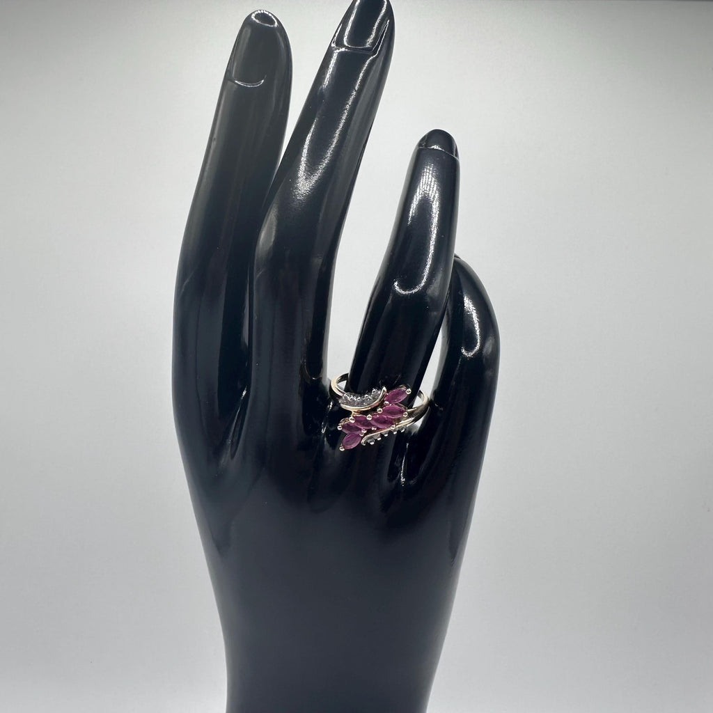 Vintage 10KP Gold Ruby and Diamond Ring Size 6.5