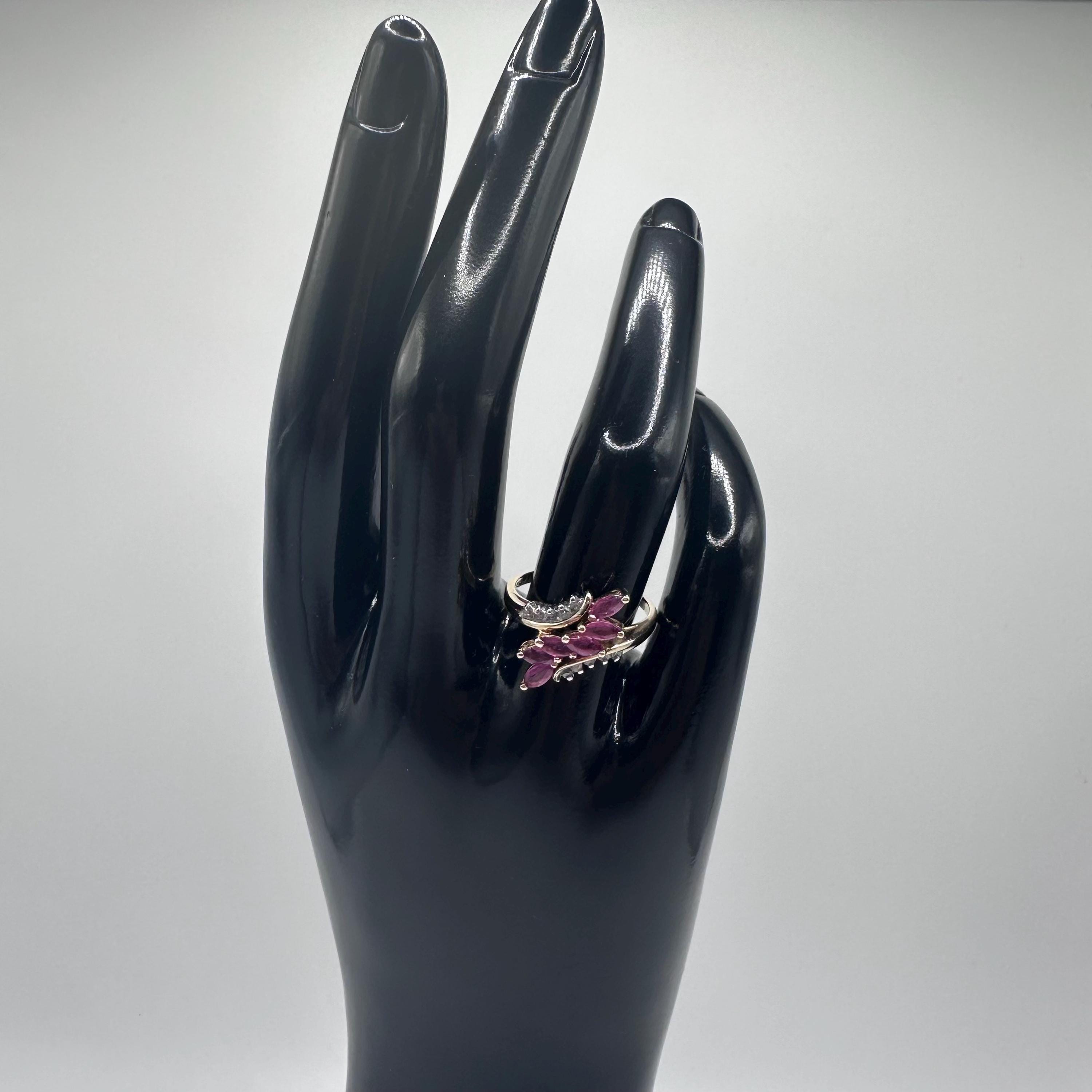 Vintage 10KP Gold Ruby and Diamond Ring Size 6.5