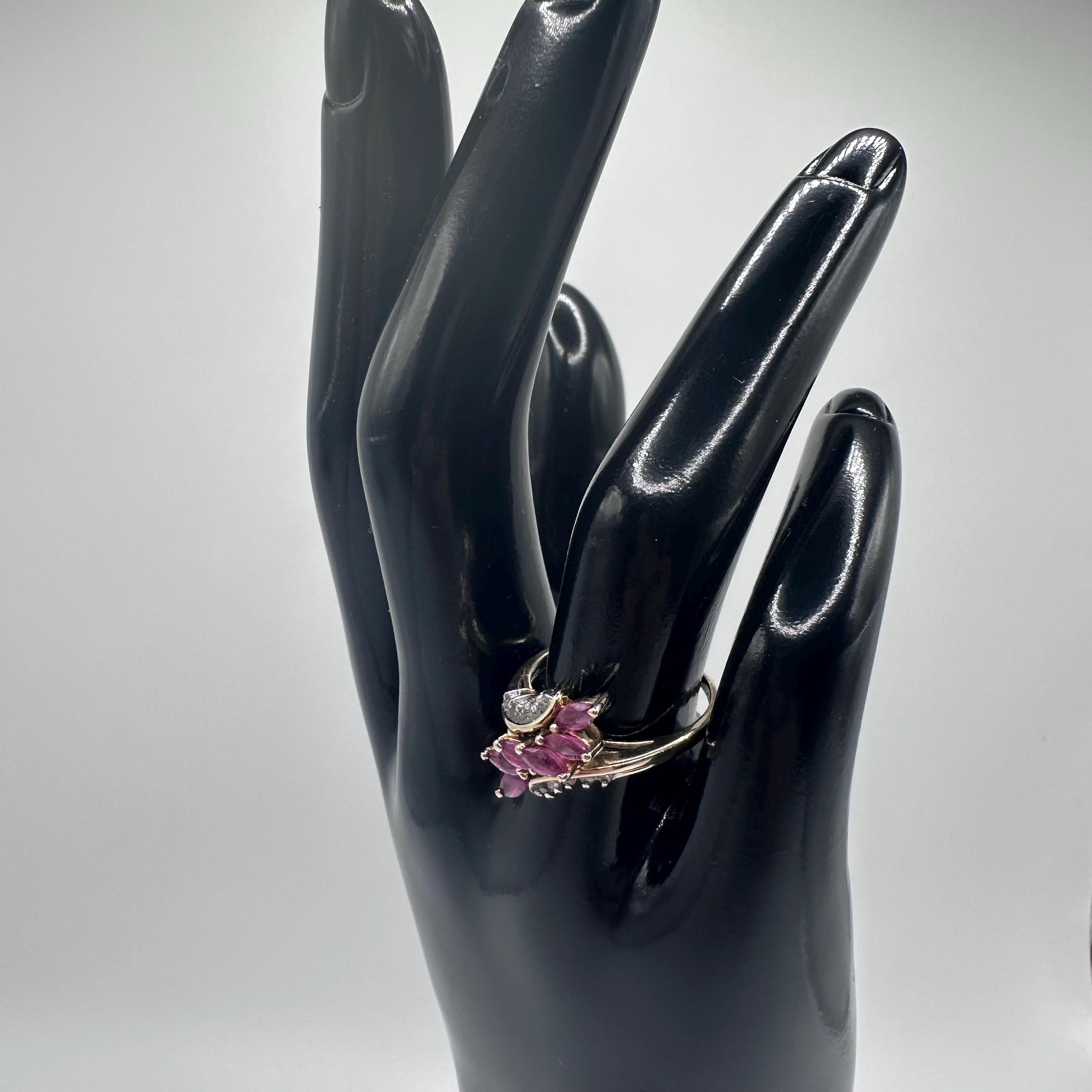 Vintage 10KP Gold Ruby and Diamond Ring Size 6.5