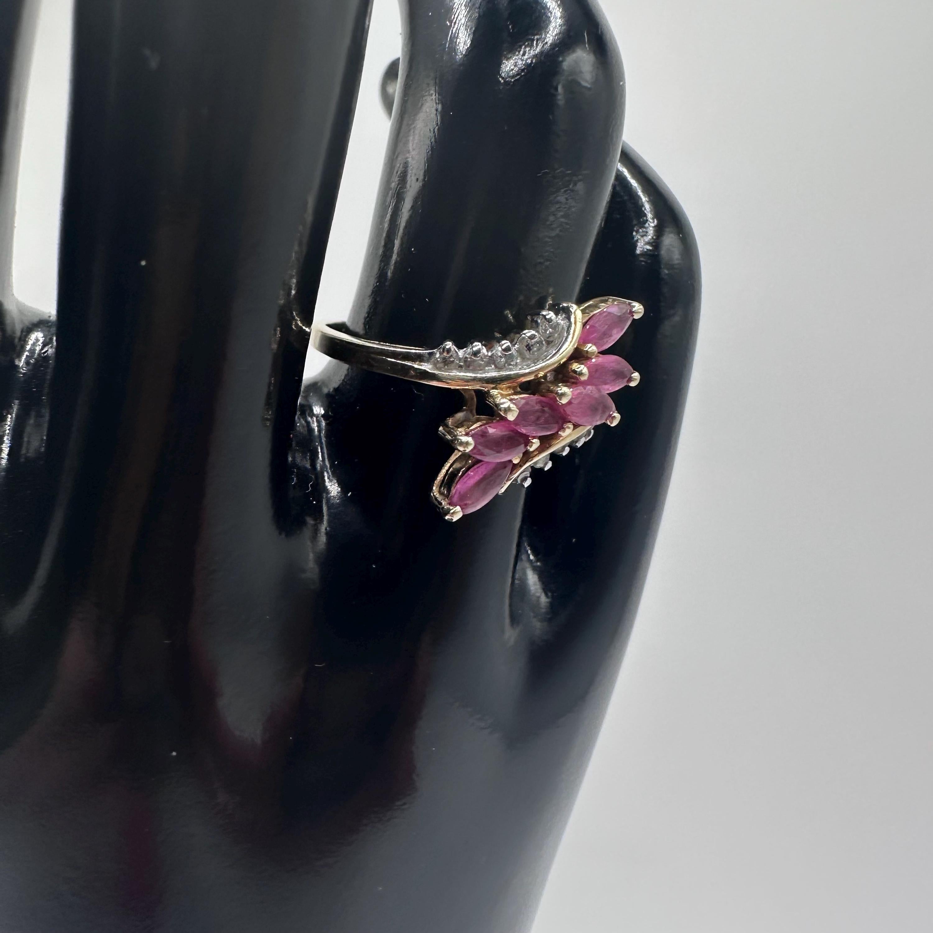 Vintage 10KP Gold Ruby and Diamond Ring Size 6.5