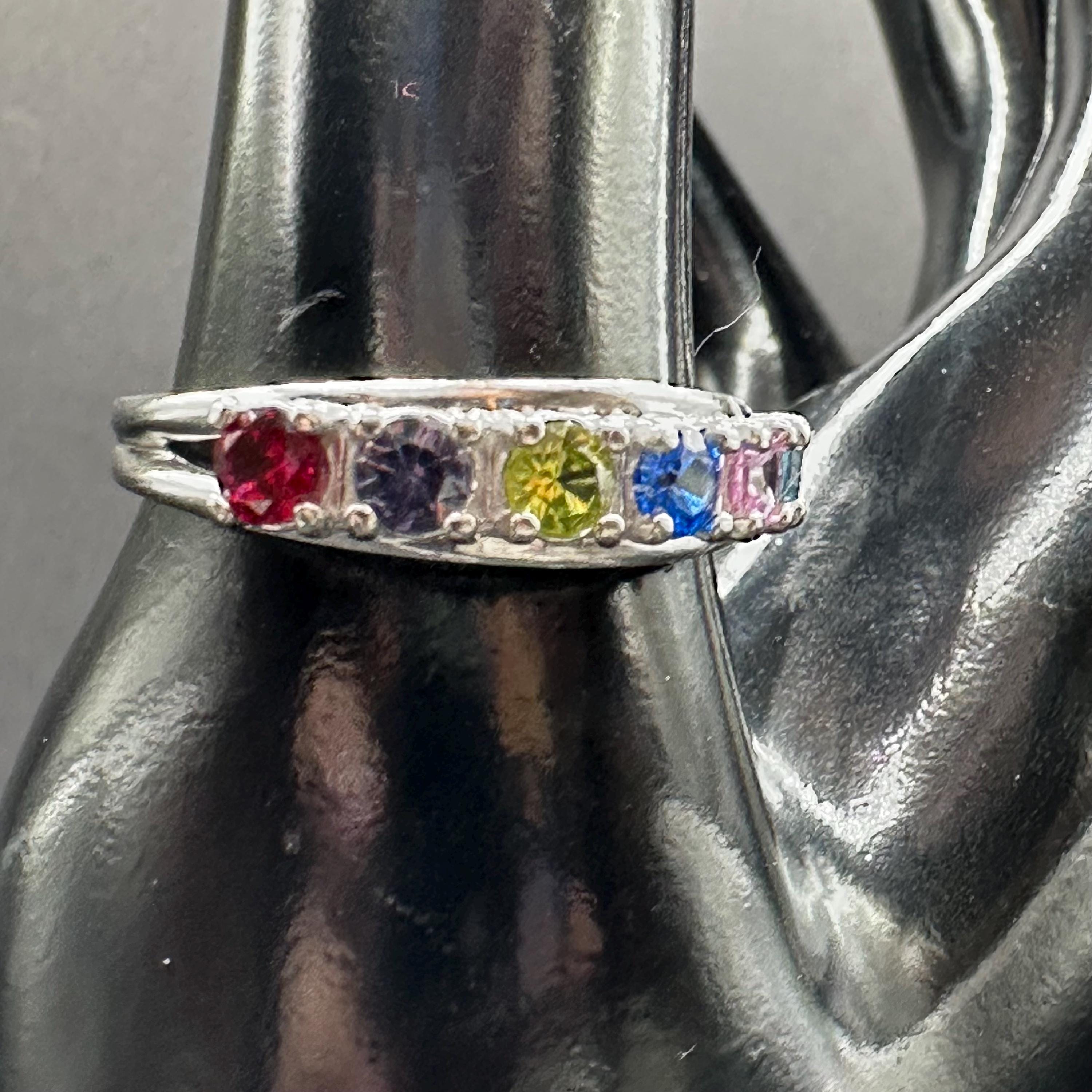 Vintage 10K Multi-Stone 6 Stone Ring Size Size 9.75