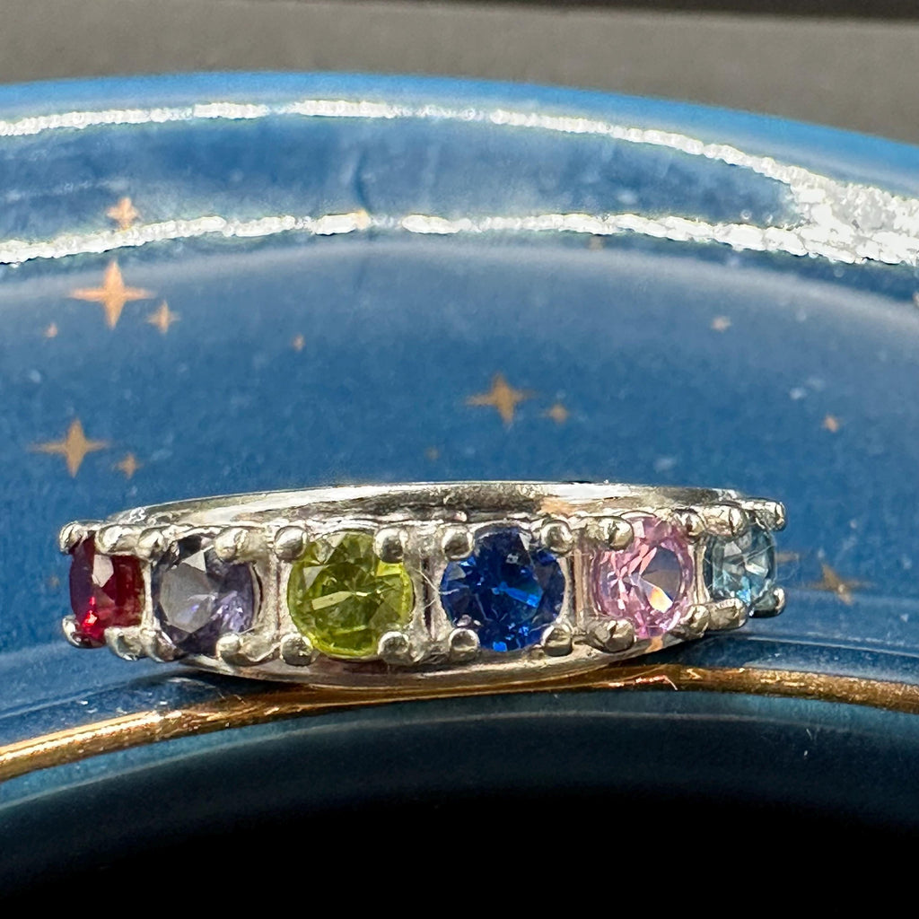 Vintage 10K Multi-Stone 6 Stone Ring Size Size 9.75