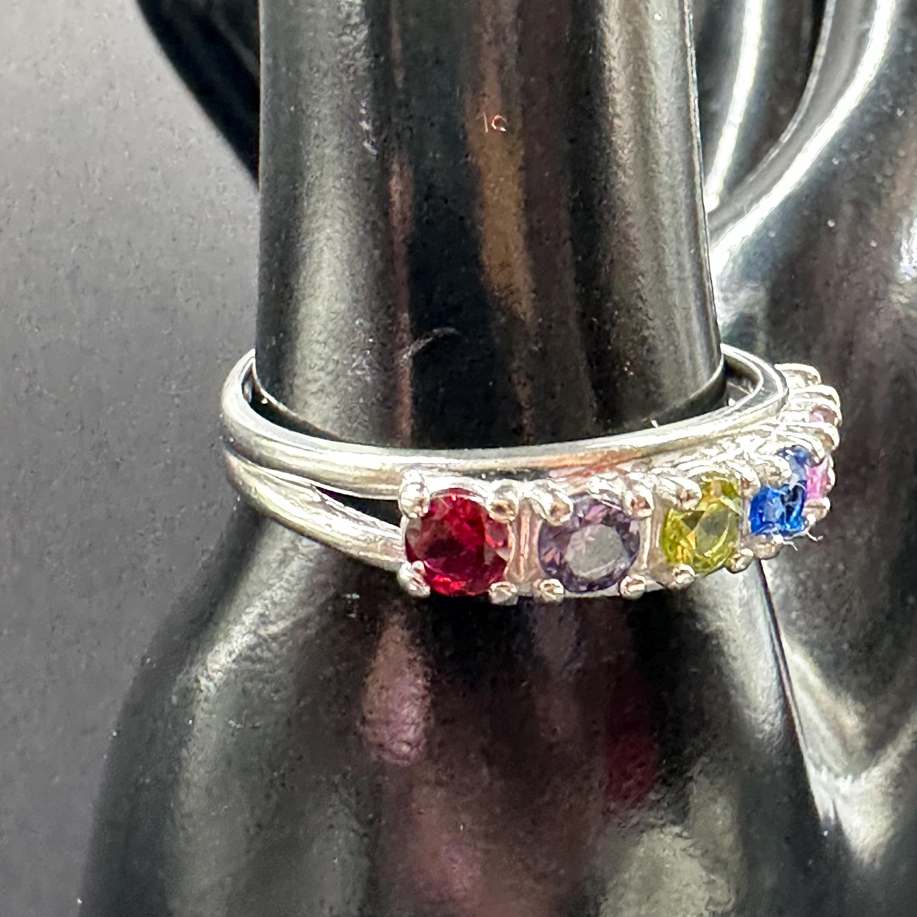 Vintage 10K Multi-Stone 6 Stone Ring Size Size 9.75