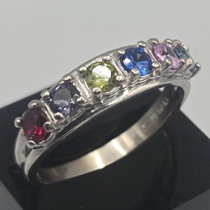 Vintage 10K Multi-Stone 6 Stone Ring Size Size 9.75