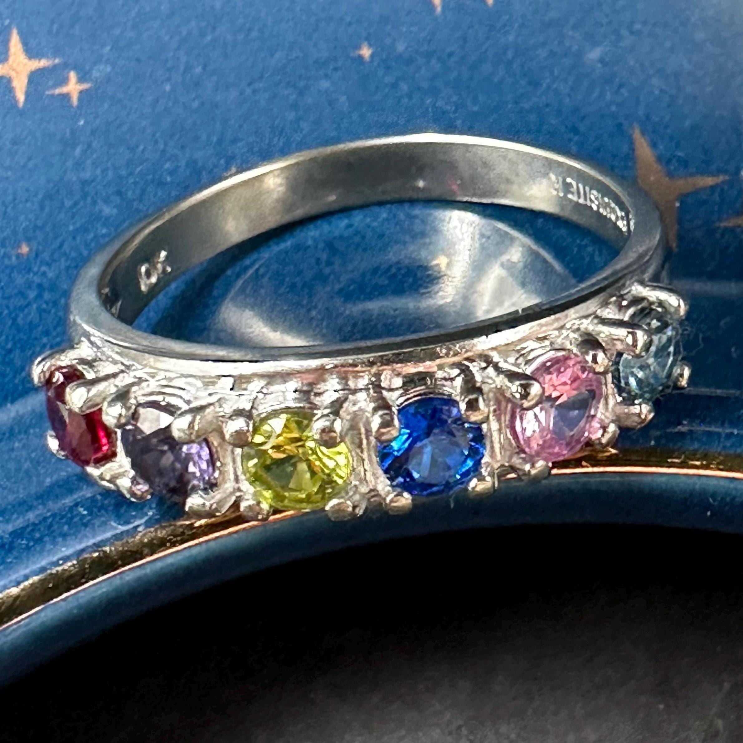 Vintage 10K Multi-Stone 6 Stone Ring Size Size 9.75