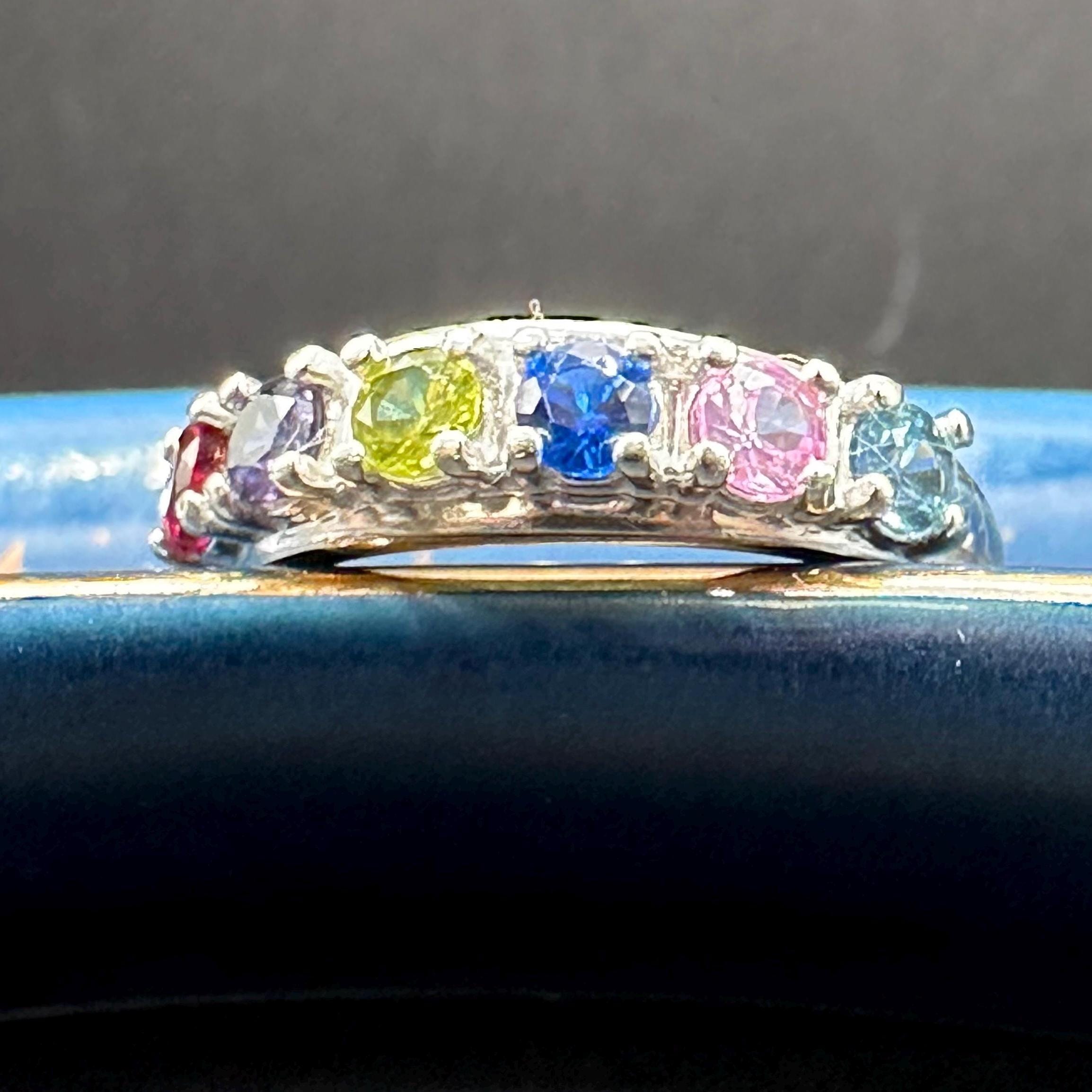 Vintage 10K Multi-Stone 6 Stone Ring Size Size 9.75