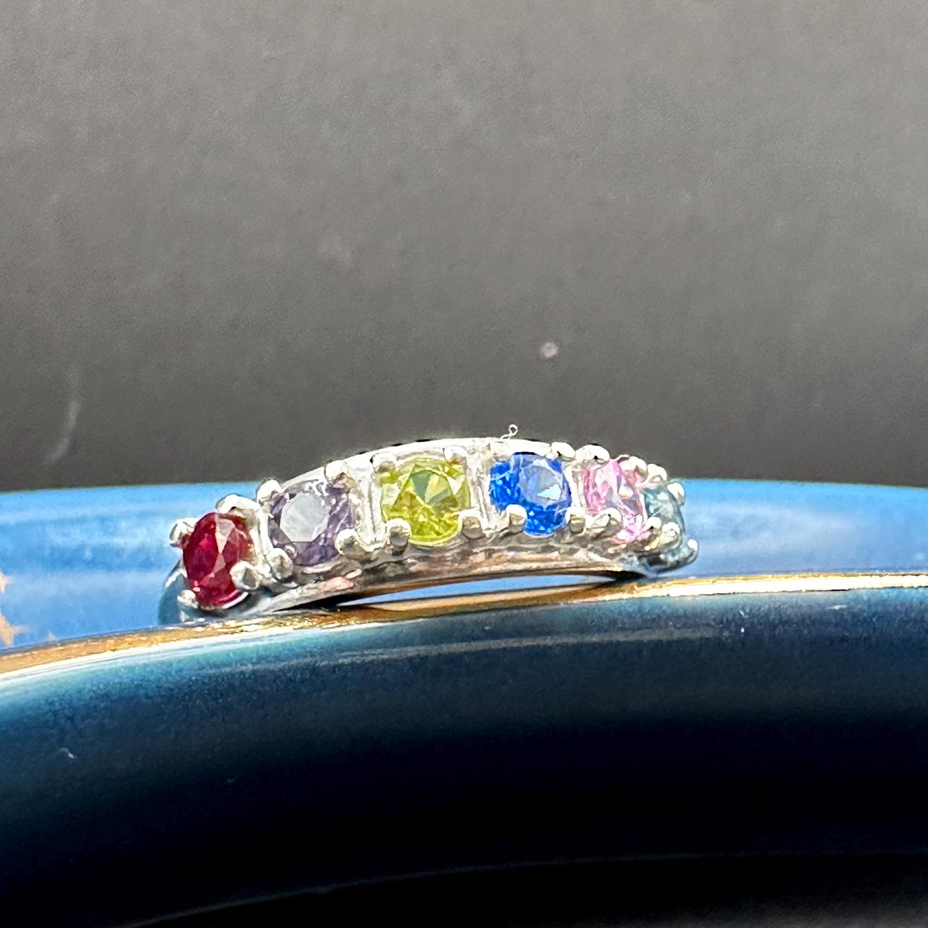 Vintage 10K Multi-Stone 6 Stone Ring Size Size 9.75