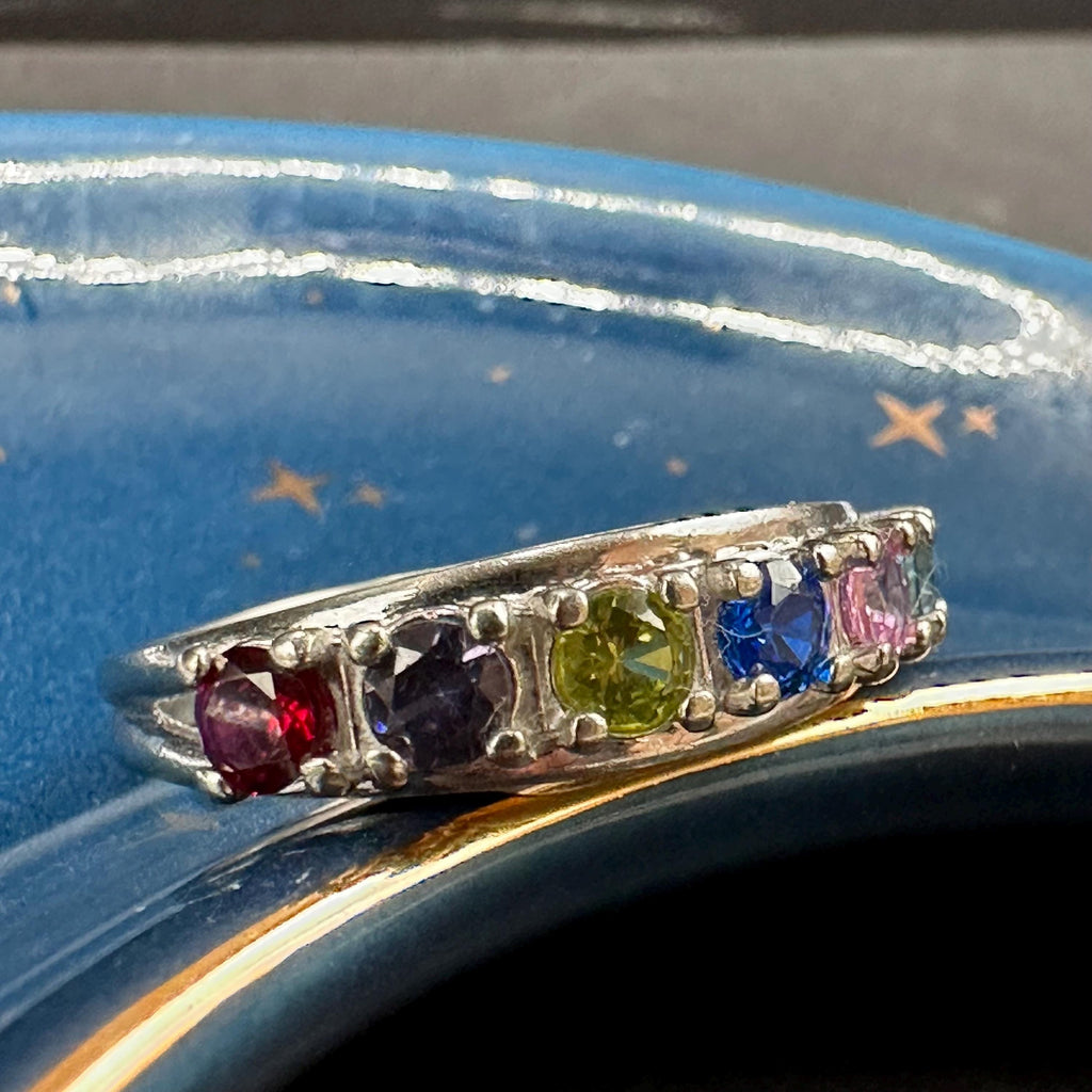 Vintage 10K Multi-Stone 6 Stone Ring Size Size 9.75