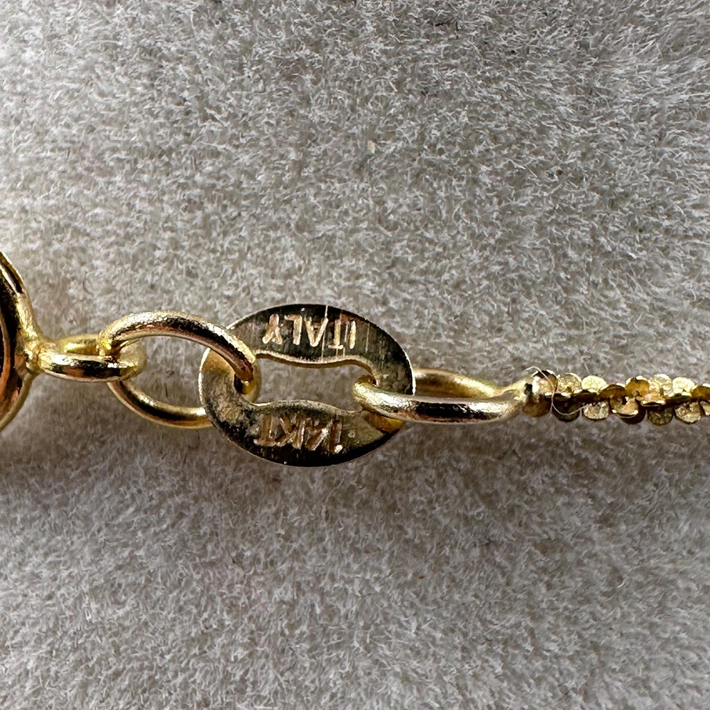 Vintage 14K Gold CZ Pendant Necklace, 18"