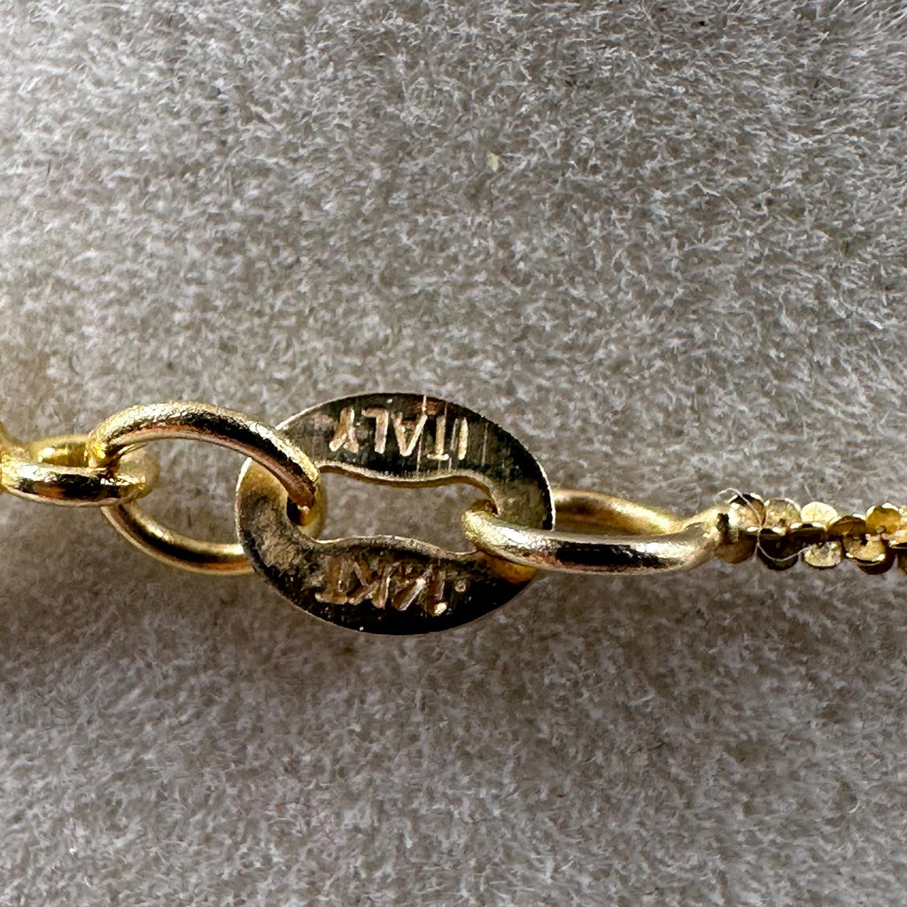 Vintage 14K Gold CZ Pendant Necklace, 18"