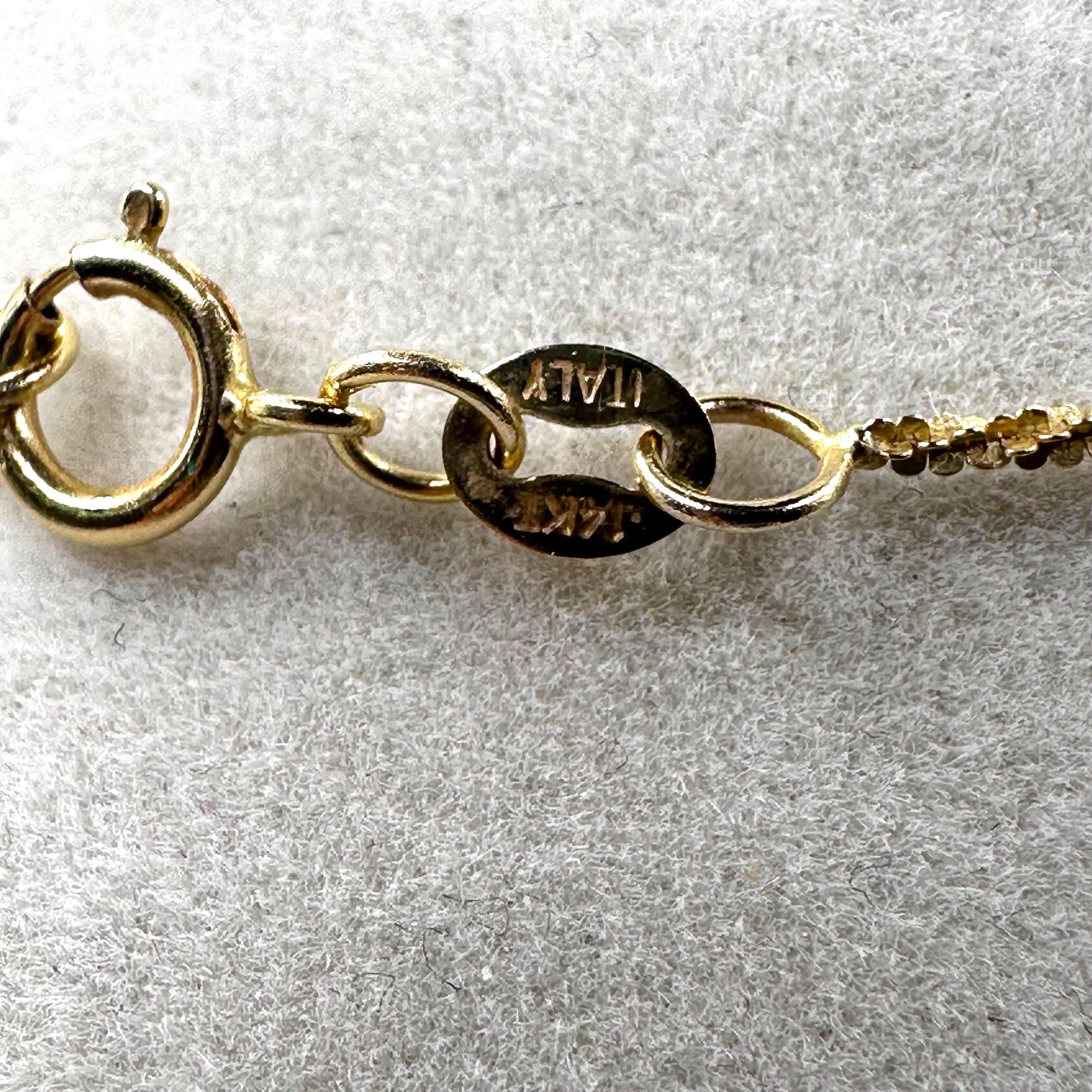 Vintage 14K Gold CZ Pendant Necklace, 18"