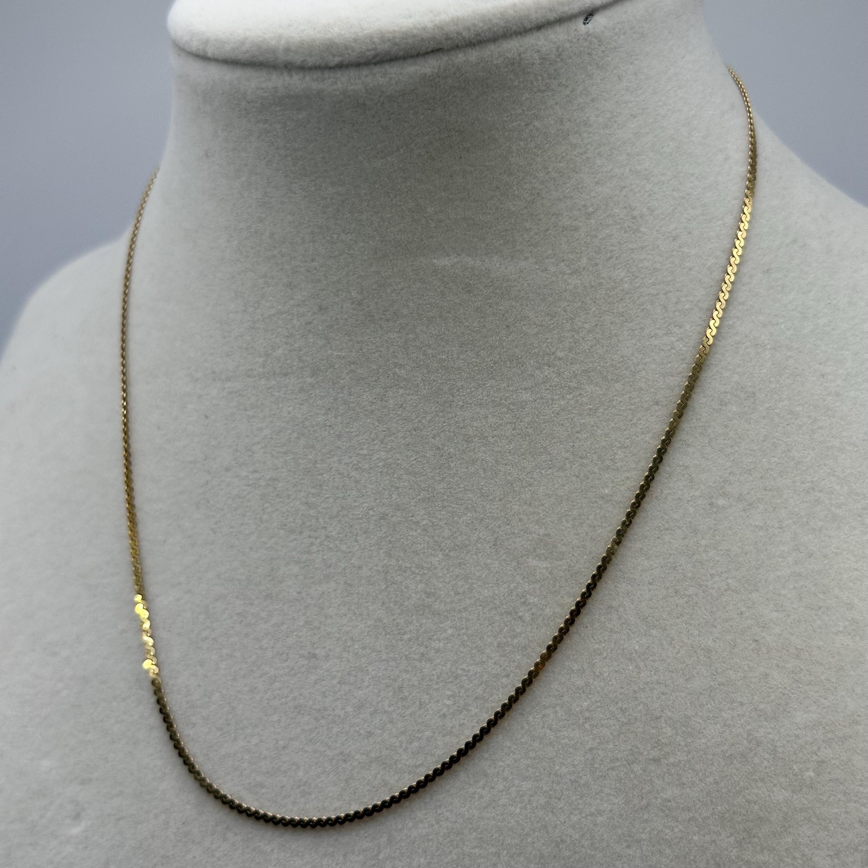 Vintage 14K Gold S-Link Chain Serpentine Necklace 15” Long