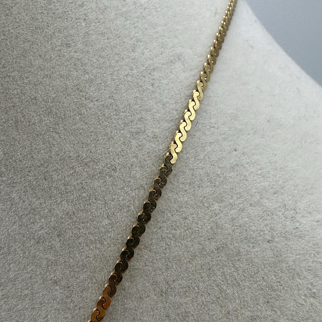 Vintage 14K Gold S-Link Chain Serpentine Necklace 15” Long