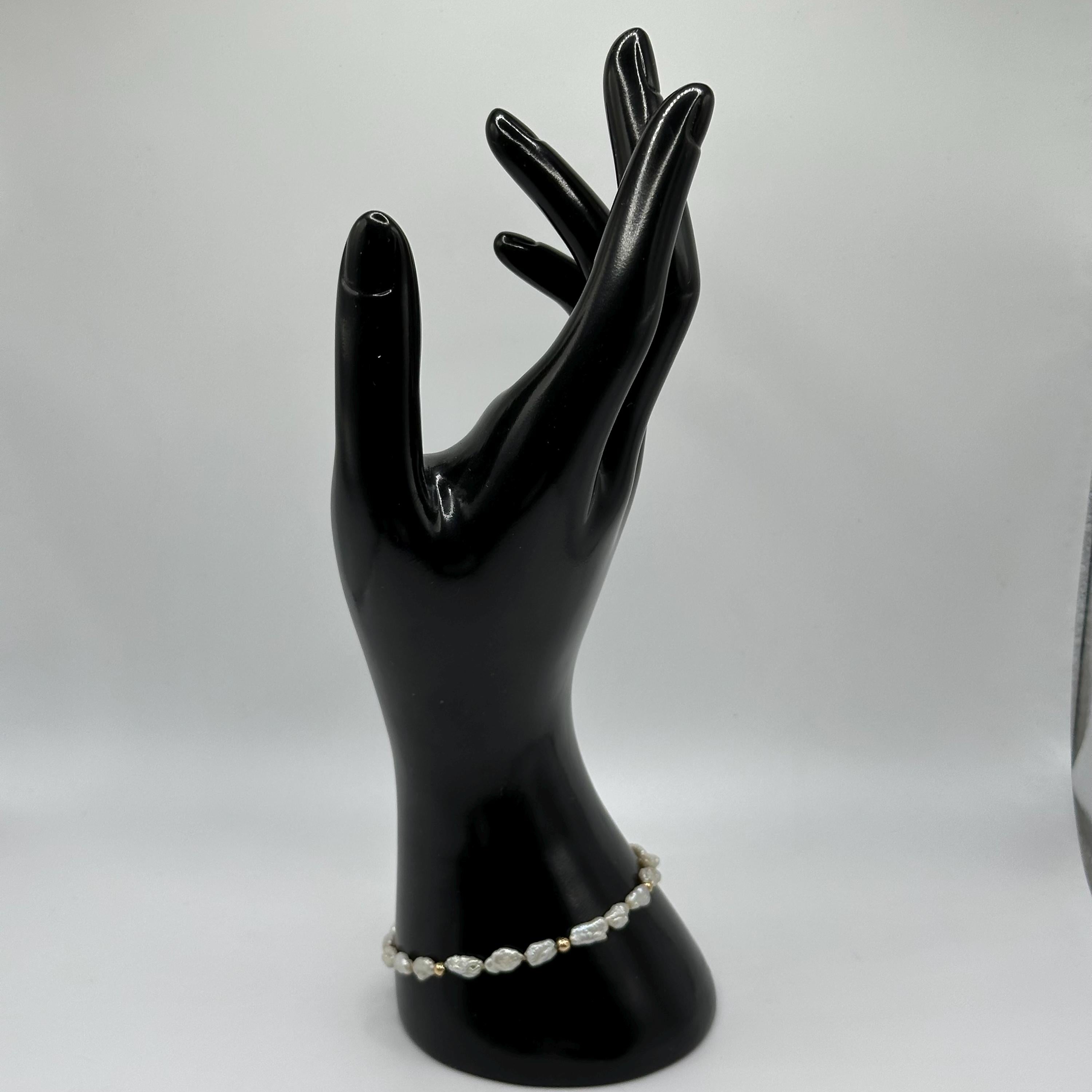 Vintage 14K Gold and Pearl Bracelet 7.5 Inches