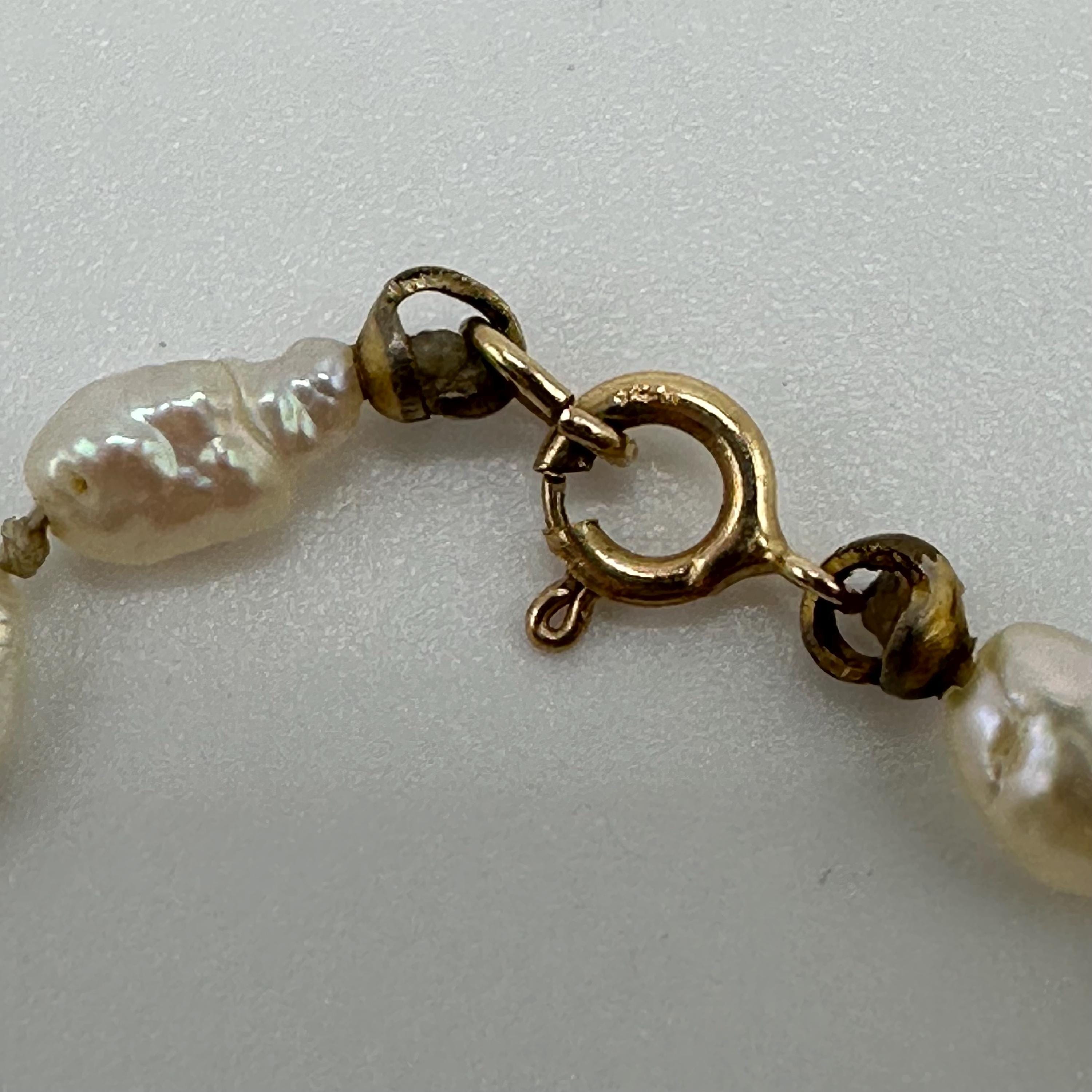 Vintage 14K Gold and Pearl Bracelet 7.5 Inches