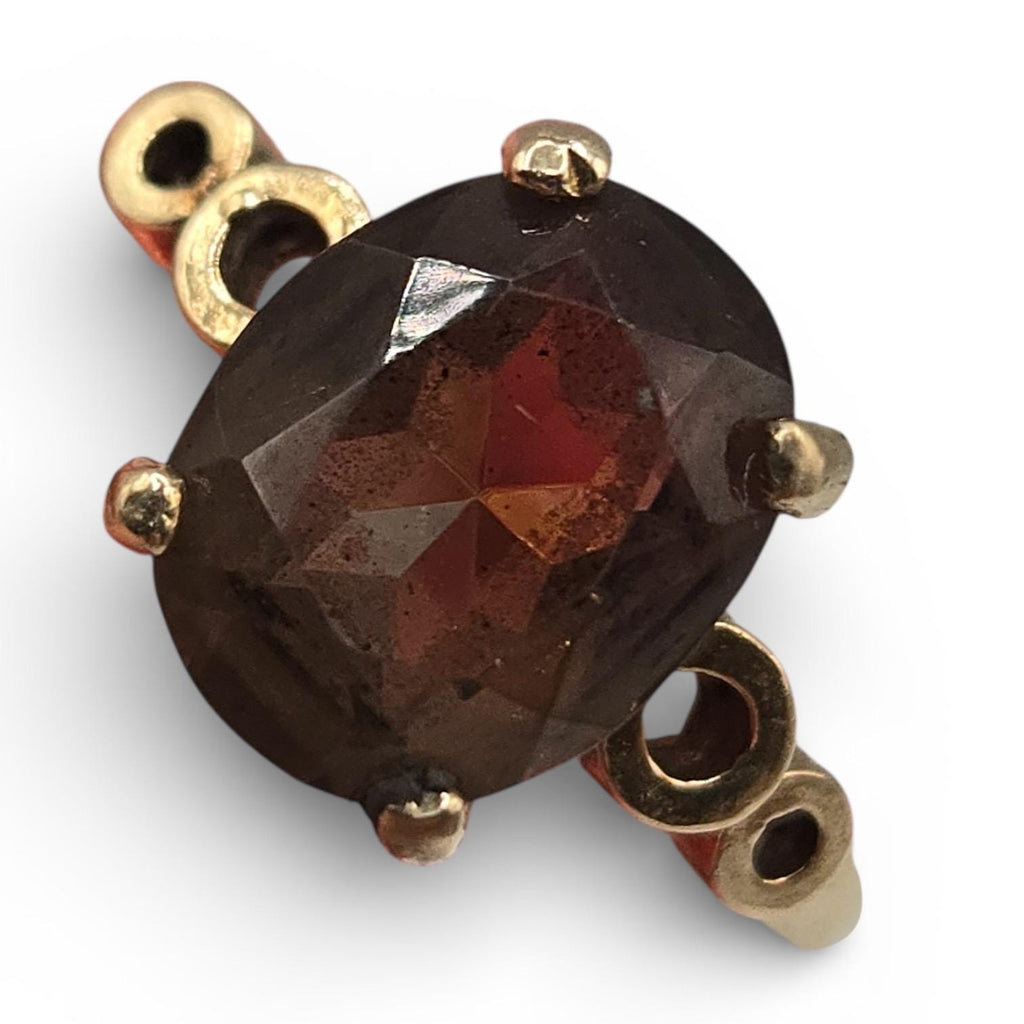Vintage 14K Gold with Oval Smoky Topaz Stone Size 6.25