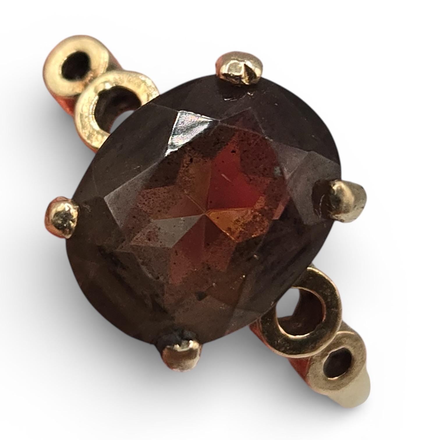 Vintage 14K Gold with Oval Smoky Topaz Stone Size 6.25