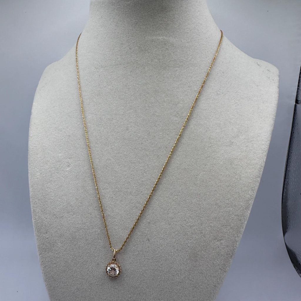 Vintage 14K White Gold Necklace with Pearl and Diamond 14K Pendant 15 Inches Long