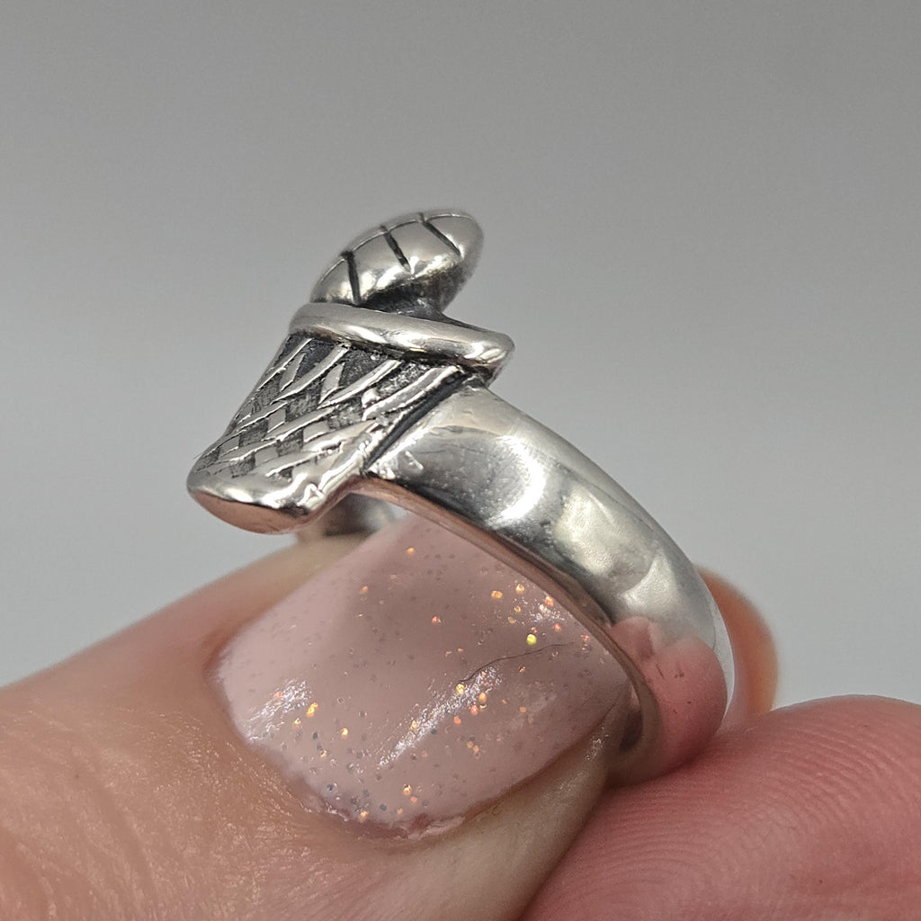 Vintage 925 Sterling Silver James Avery Basketball and Hoop Ring Size 6.5 RETIRED