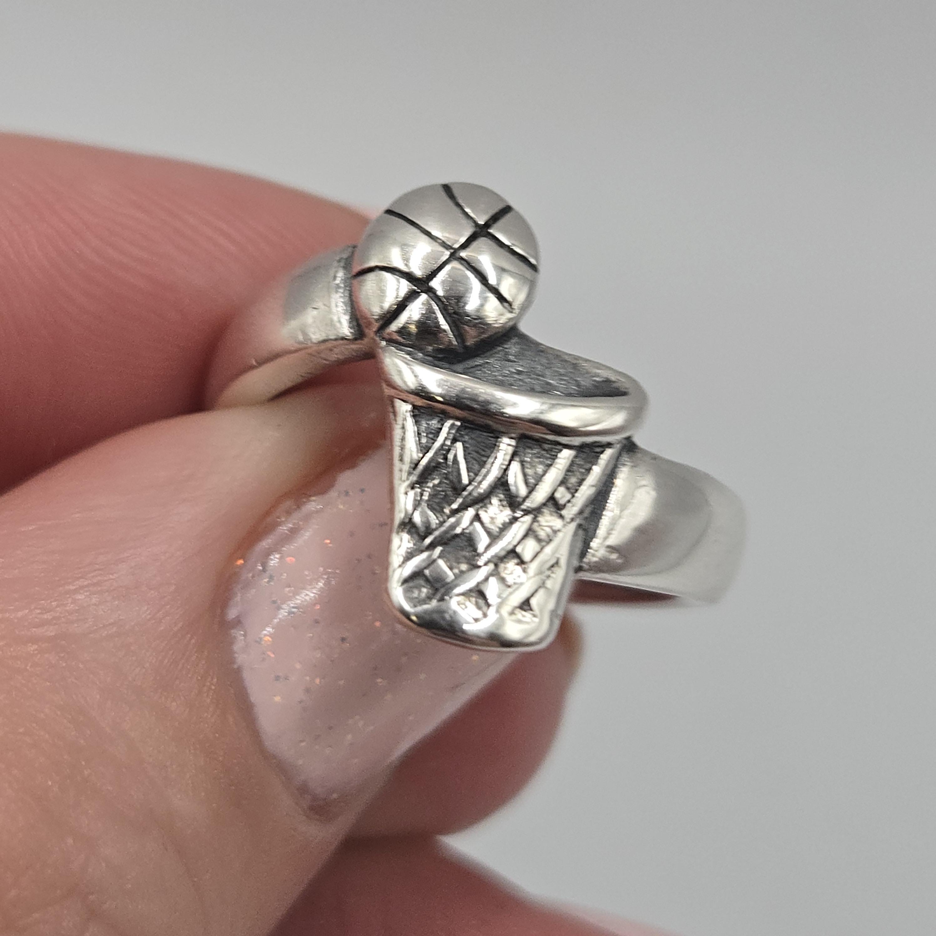 Vintage 925 Sterling Silver James Avery Basketball and Hoop Ring Size 6.5 RETIRED