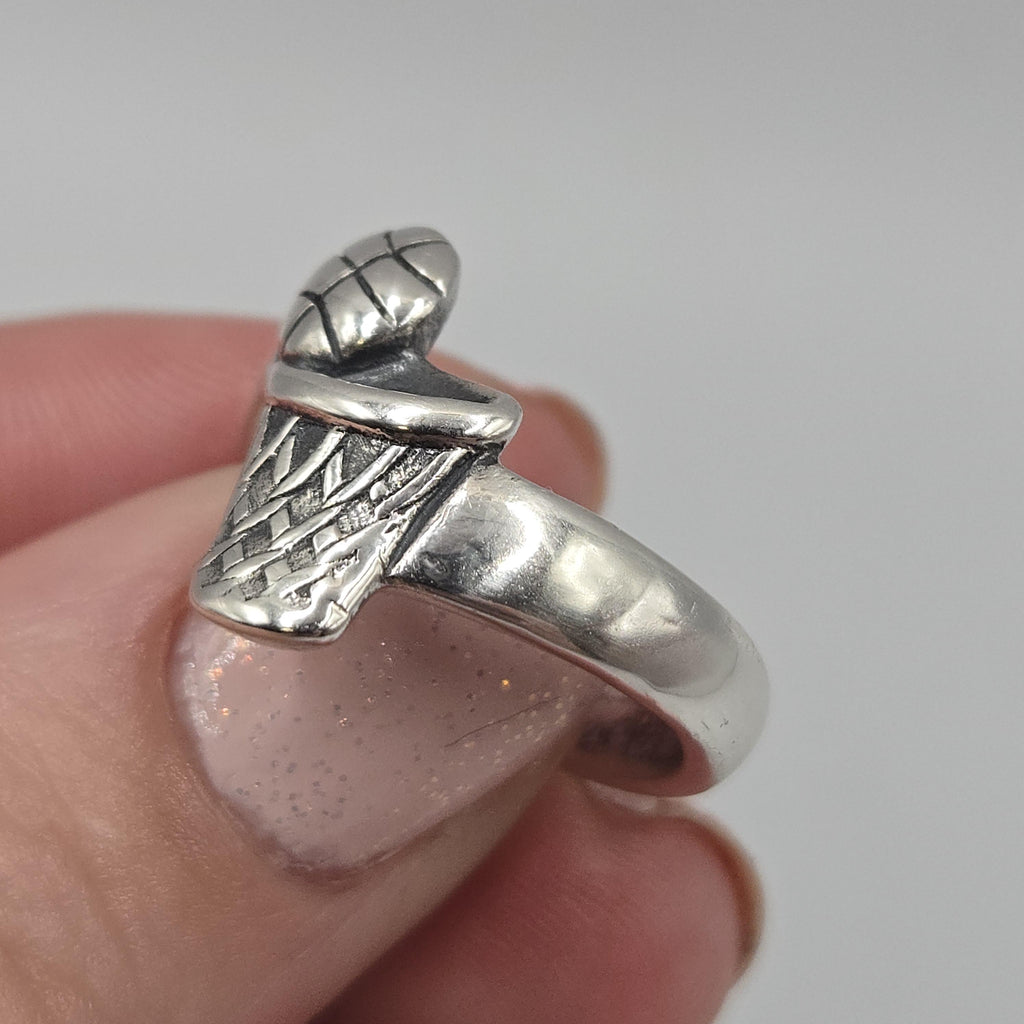 Vintage 925 Sterling Silver James Avery Basketball and Hoop Ring Size 6.5 RETIRED