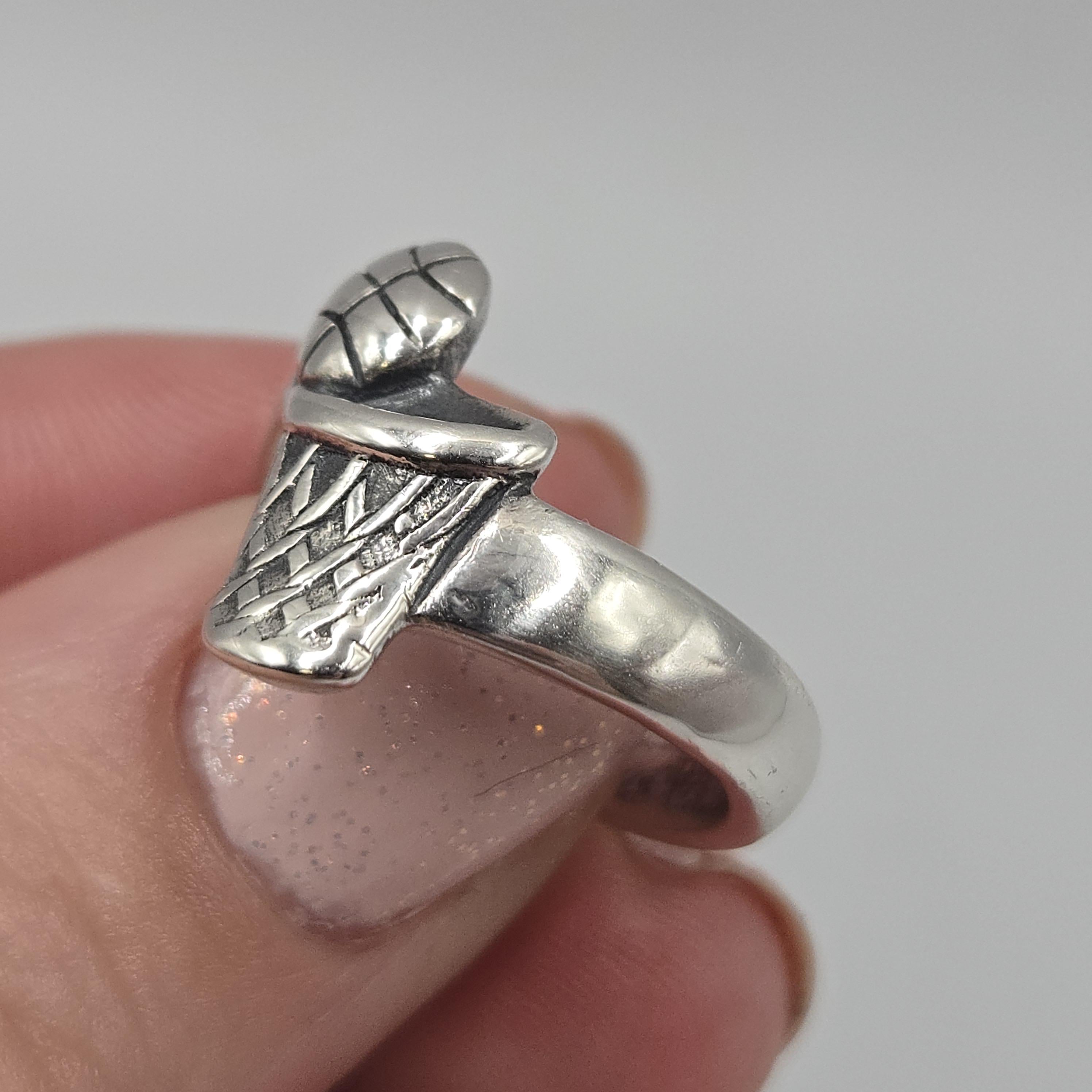 Vintage 925 Sterling Silver James Avery Basketball and Hoop Ring Size 6.5 RETIRED