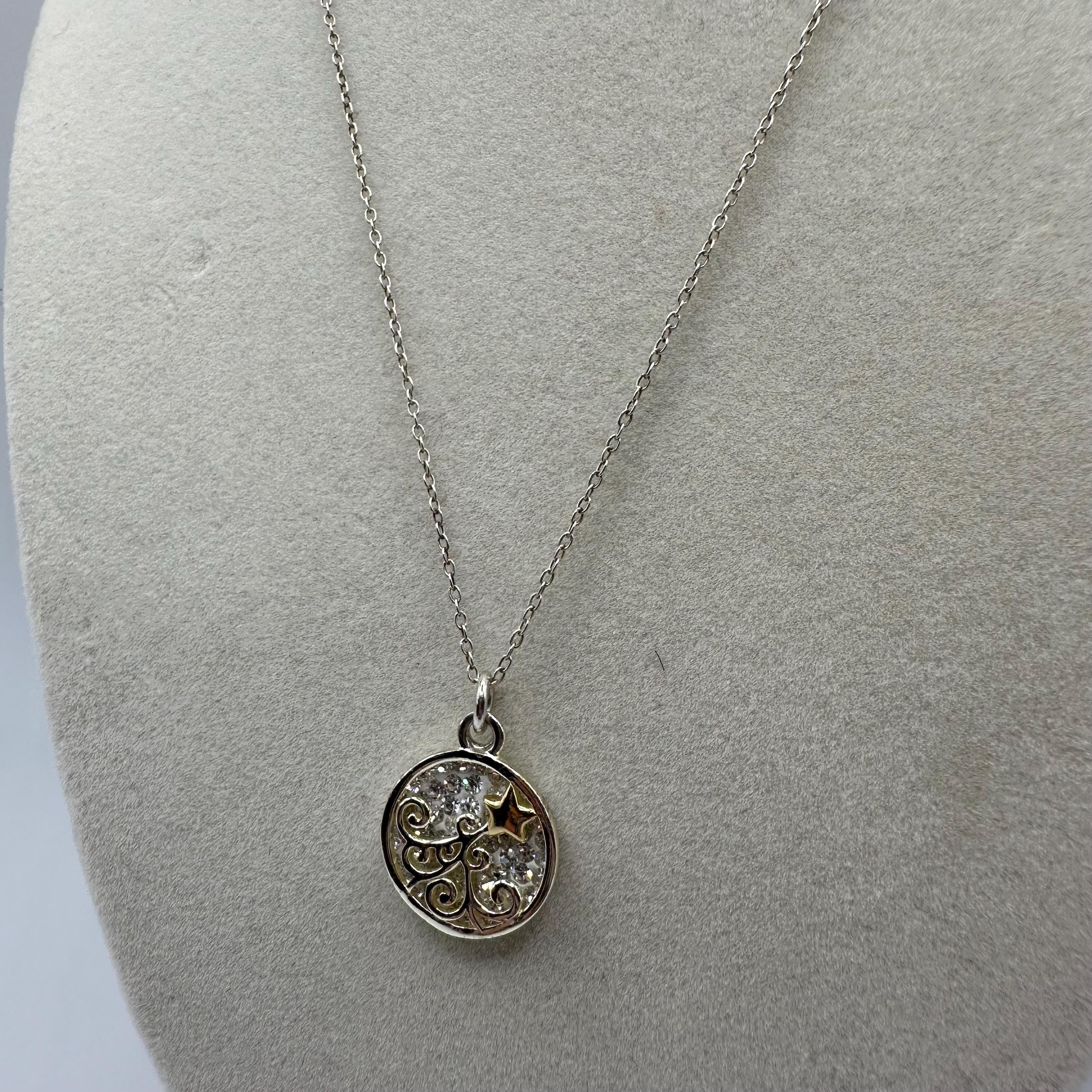 Vintage 925 Sterling Silver Shooting Star Sparkle Necklace 18”