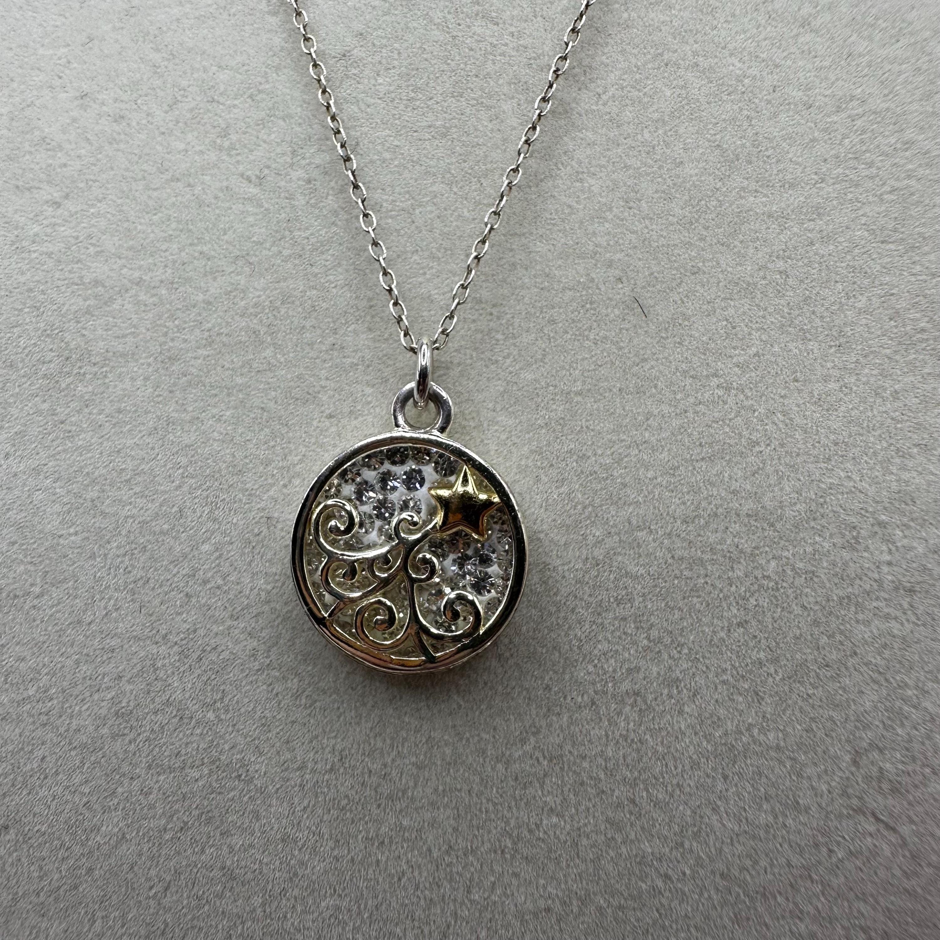 Vintage 925 Sterling Silver Shooting Star Sparkle Necklace 18”