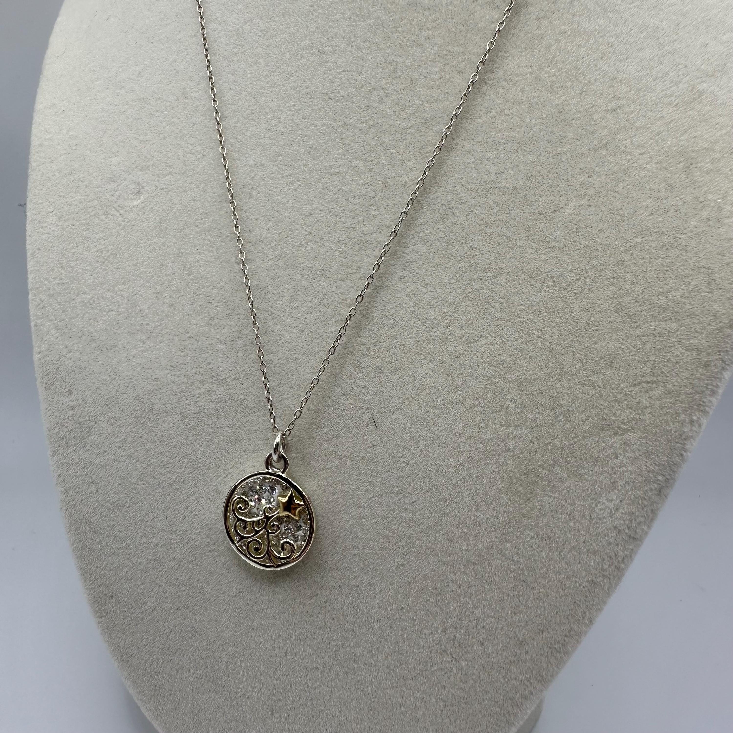 Vintage 925 Sterling Silver Shooting Star Sparkle Necklace 18”