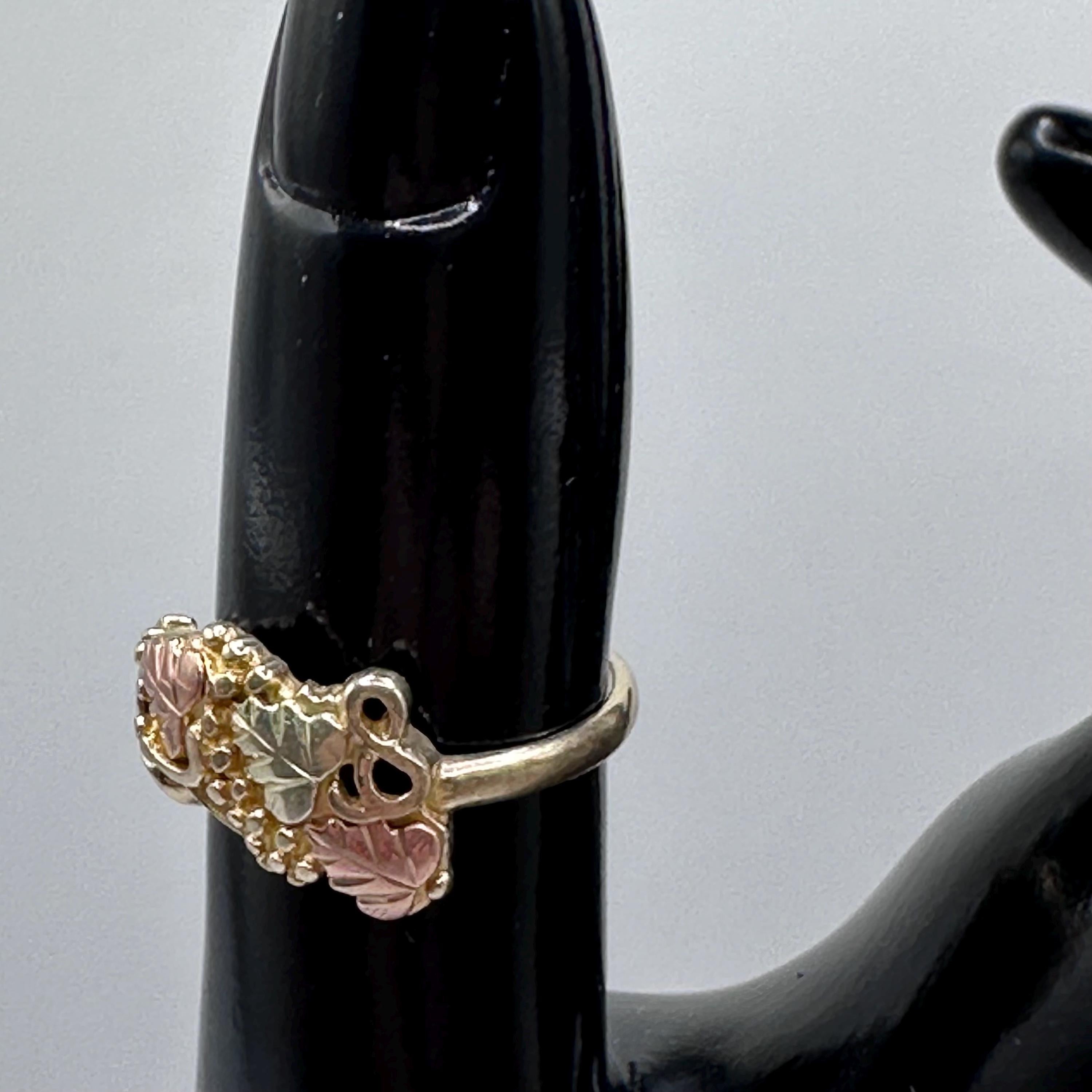 Vintage Black Hills Gold 10K Gold Multi Color Leaf Ring Size 6.75