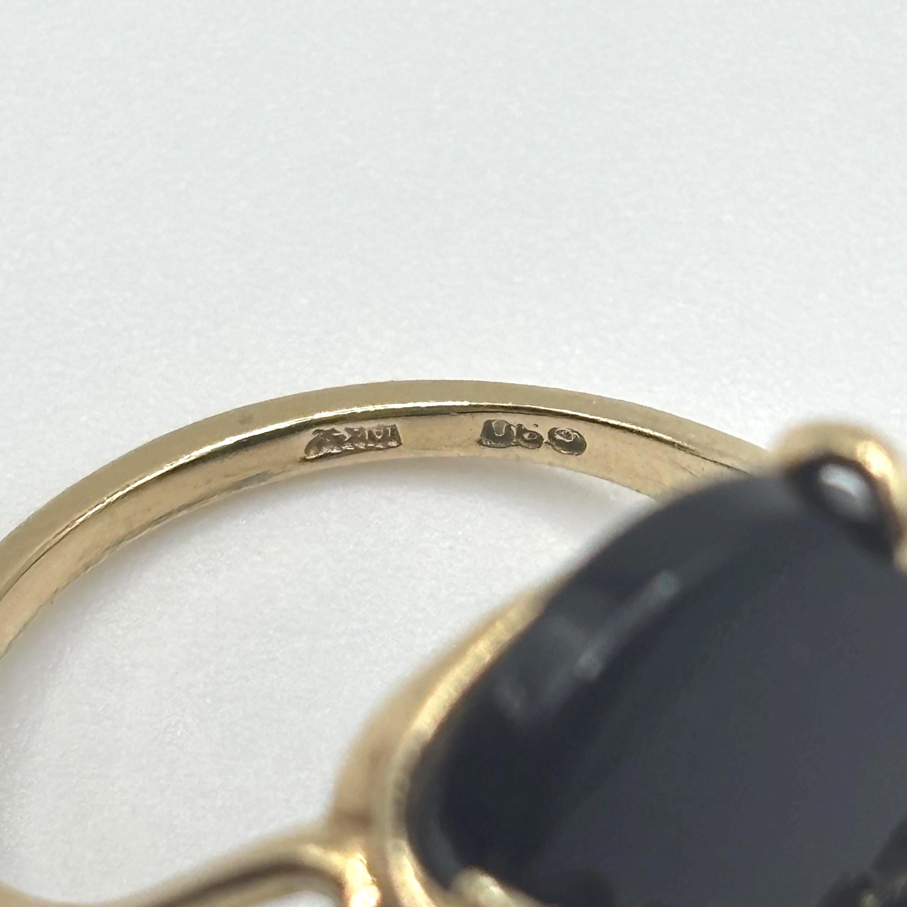 Vintage Black Hills Gold Onyx Ring: 10K Multi-Tone Leaves, Size 6.5