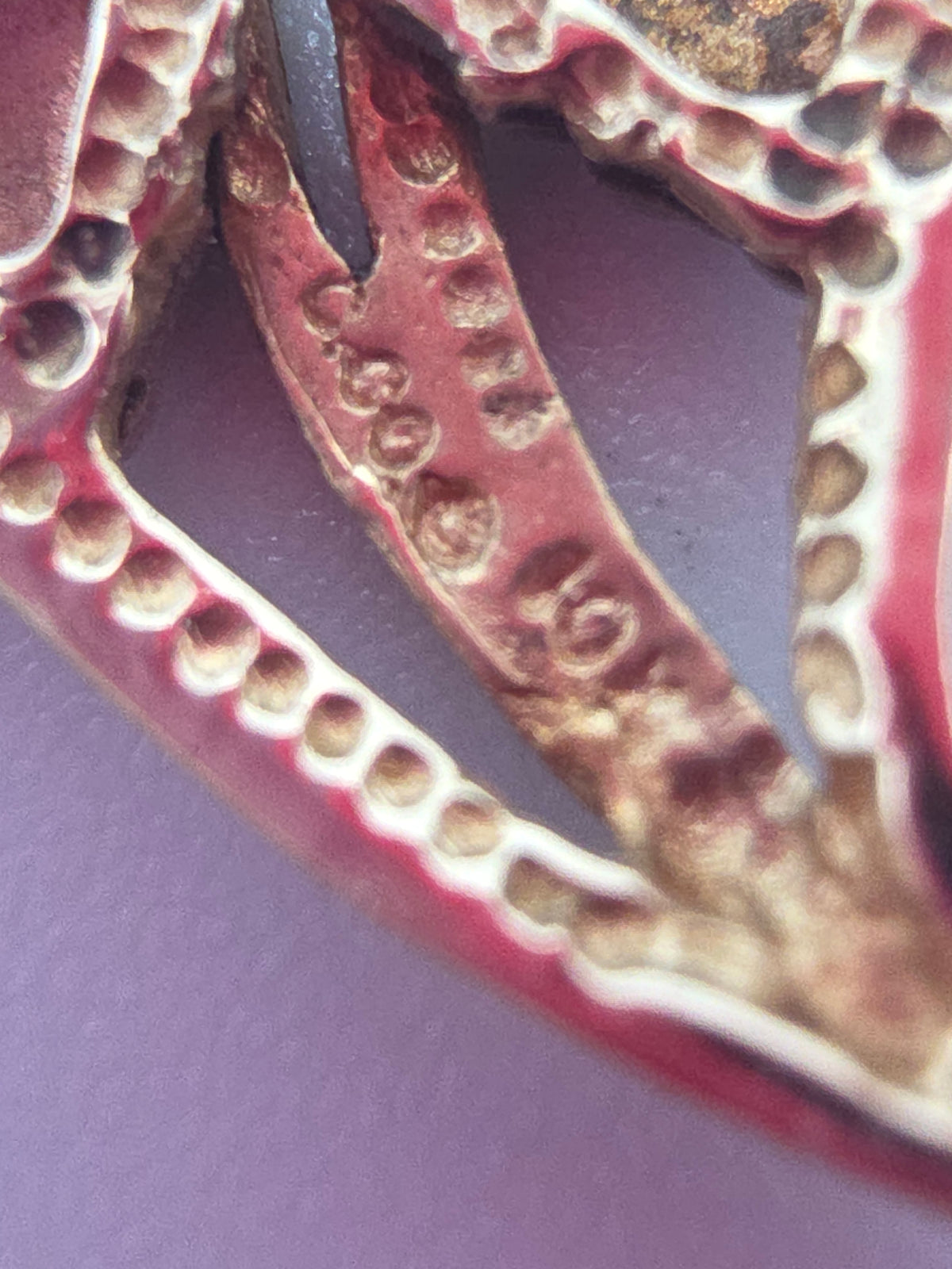 Vintage Coleman Co Black Hills Gold Solid 10K Openwork Heart Pendant with Four Rose and Green Gold Grape Leaves and Beaded Edge Makers Mark