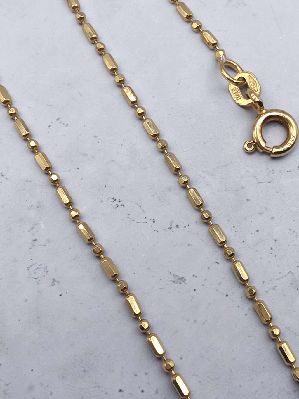 Vintage Giovanni Balestra solid 18K yellow gold 1.4mm bar and bead chain necklace from Italy
