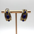Vintage Gold Vermeil Over 925 Sterling Silver Hoop Earrings With Lapis Lazuli Accents