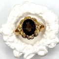 Vintage Gold Vermeil Over 925 Sterling Silver Smoky Quartz Ring Size 6.75