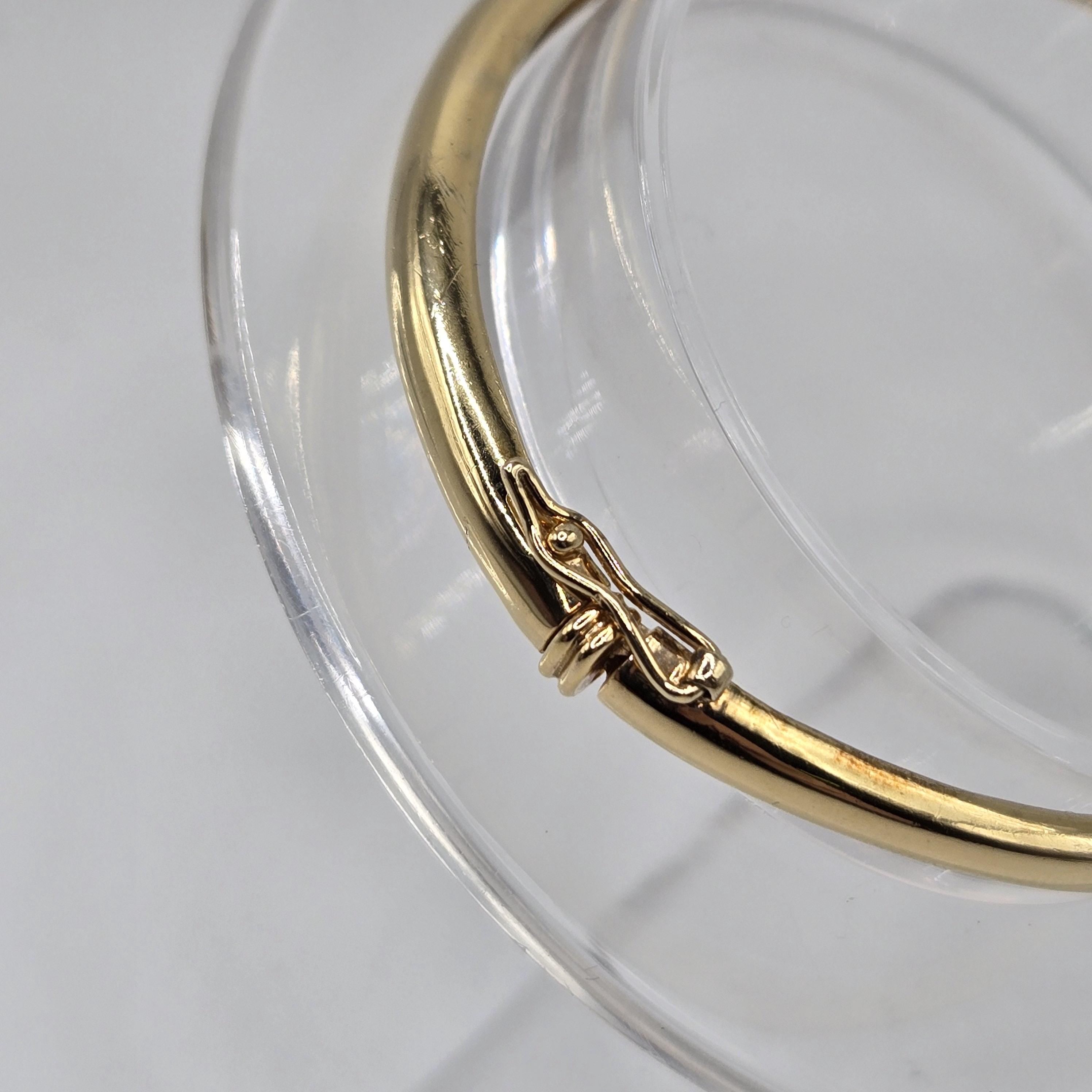 Vintage Gold Vermeil Sterling Silver Bangle: Crossover Diamond Accent, 6.75 in