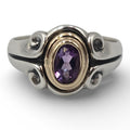 Vintage James Avery Amethyst Ring: Sterling Silver and 14K Gold, Size 6.5 Purple
