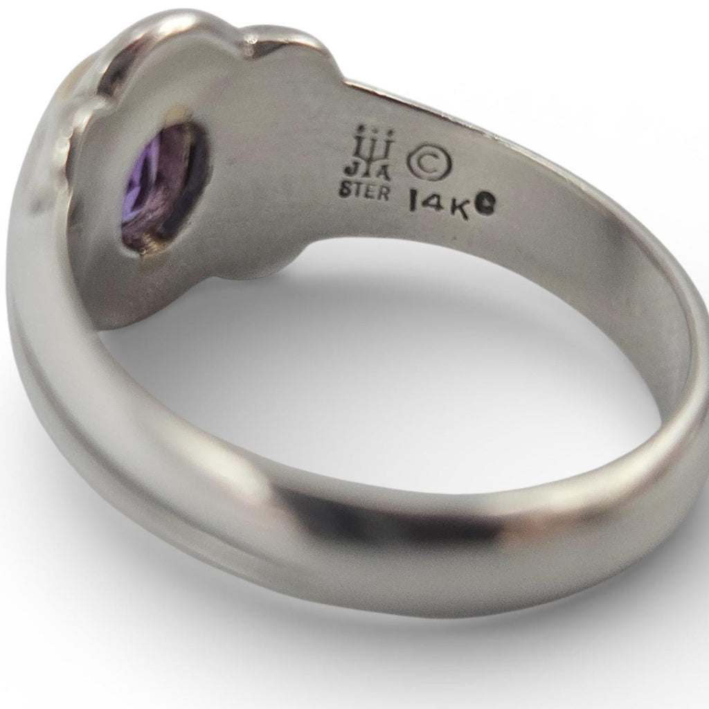 Vintage James Avery Amethyst Ring: Sterling Silver and 14K Gold, Size 6.5 Purple